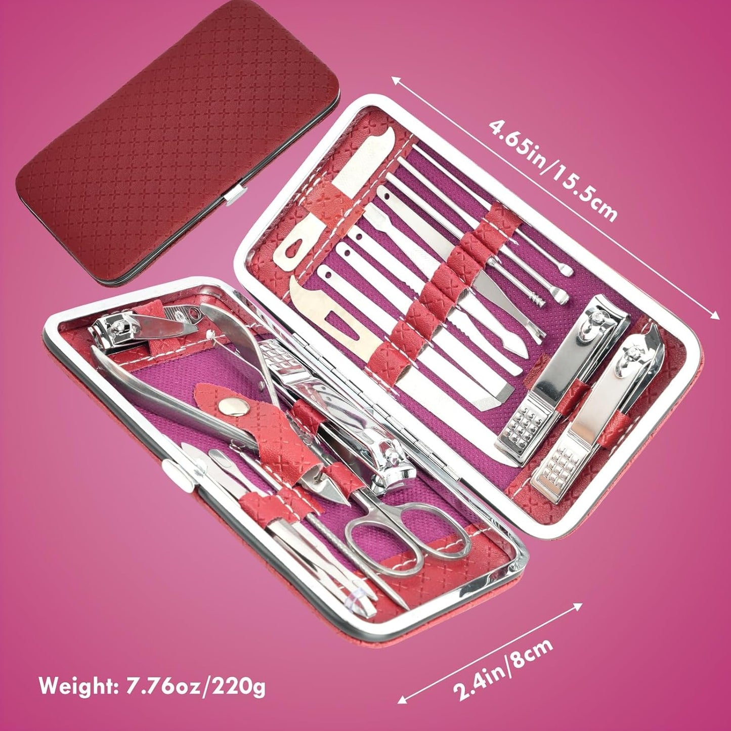 Manicure Set - 19 in 1 Professional Nail Clippers Pedicure Kit, Manicure Tool Kit, Stainless Steel Facial Grooming Set Kit, Gift Idea for Women, Men, Girls, Teens, Beige