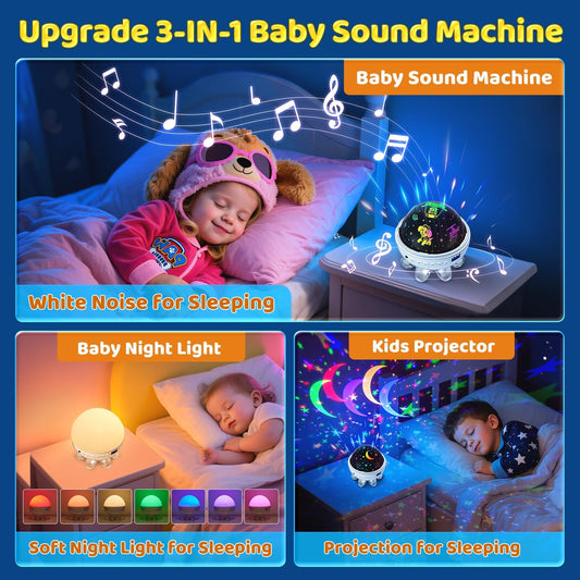 Baby White Noise Machine with Star Projector | 30 Soothing Sounds, 31 Light Modes & Remote Control