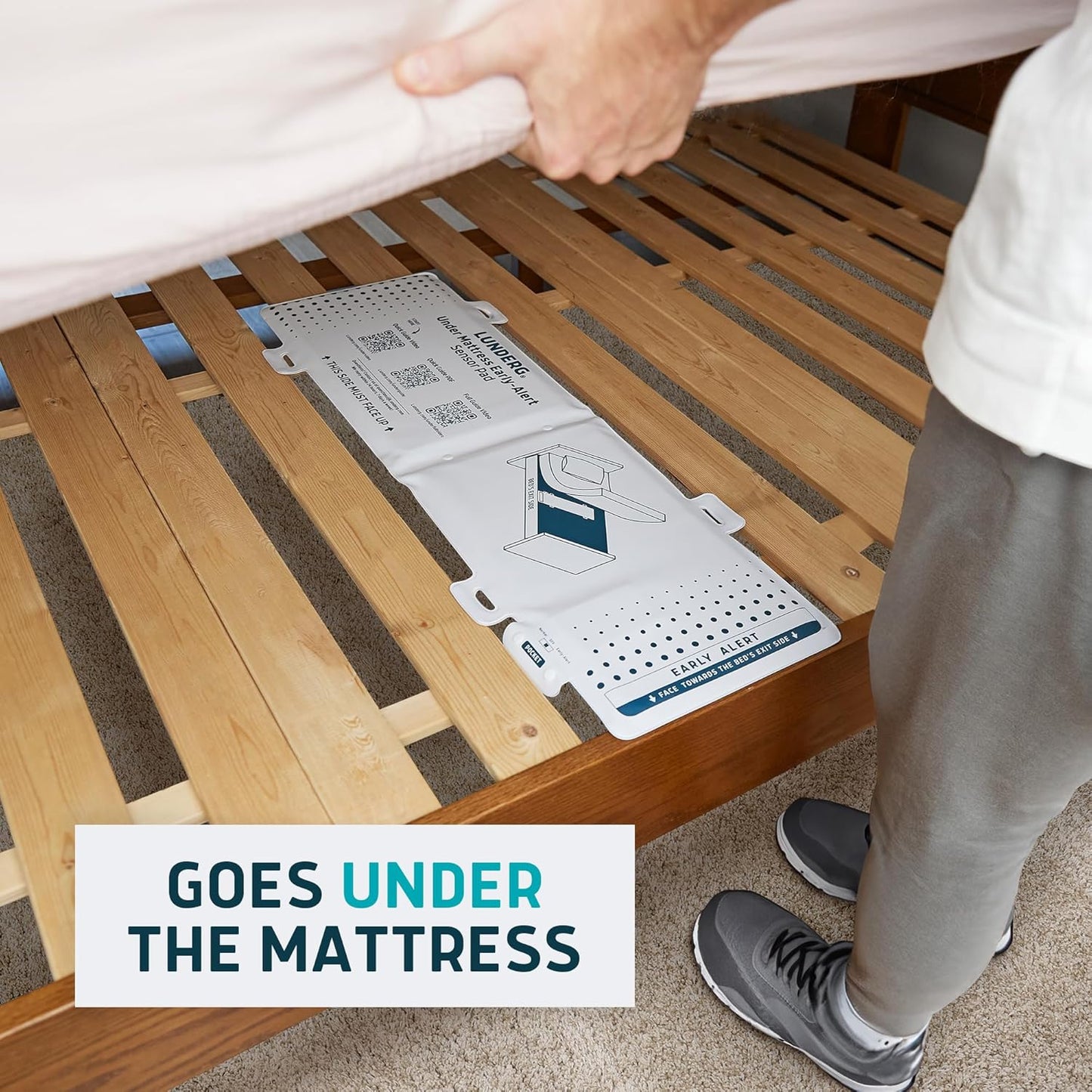 Lunderg Undermattress Bed Alarm for Elderly Adults & Chair Alarm Set - Wireless Early-Alert Mattress Pad, Chair Pad & Pager - Bed Alarms and Fall Prevention for Elderly and Dementia Patients