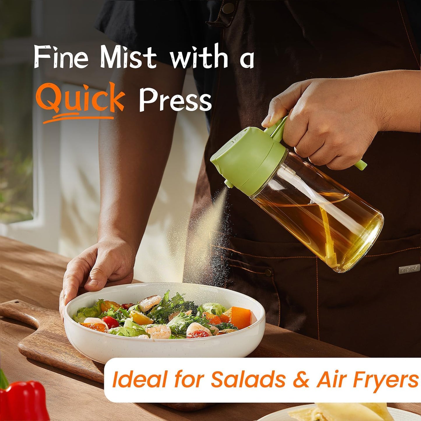 Purilite Select 470ml Glass Oil Sprayer & Dispenser Bottle – 2-in-1 Flip Top