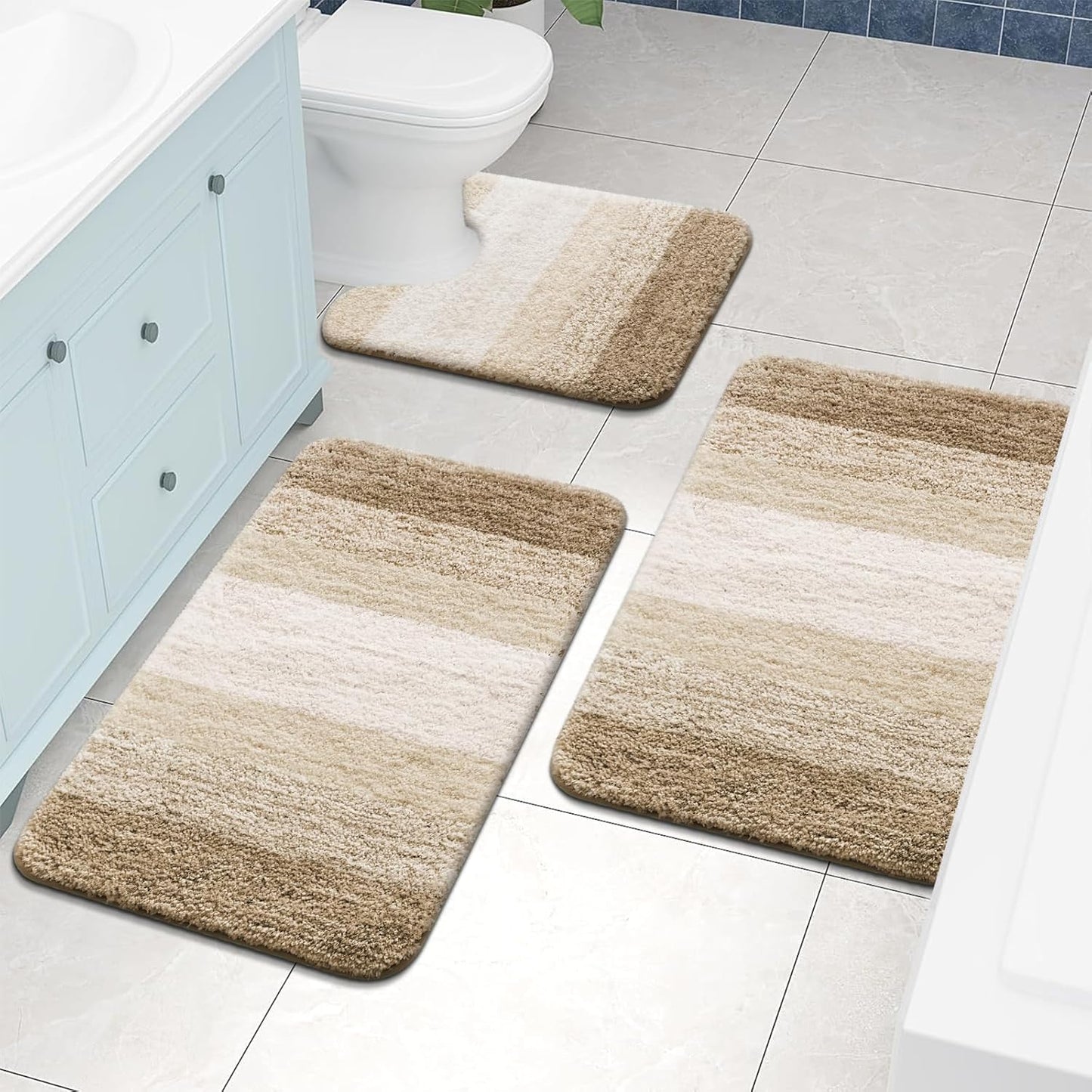 OLANLY Luxury Microfiber Bath Mat, Extra Soft and Absorbent Bathroom Mat, Non-Slip Plush Shaggy Bathroom Rug, Machine Wash Dry, Bath Rugs for Bathroom Floor, Tub and Shower, 16x24, Grey