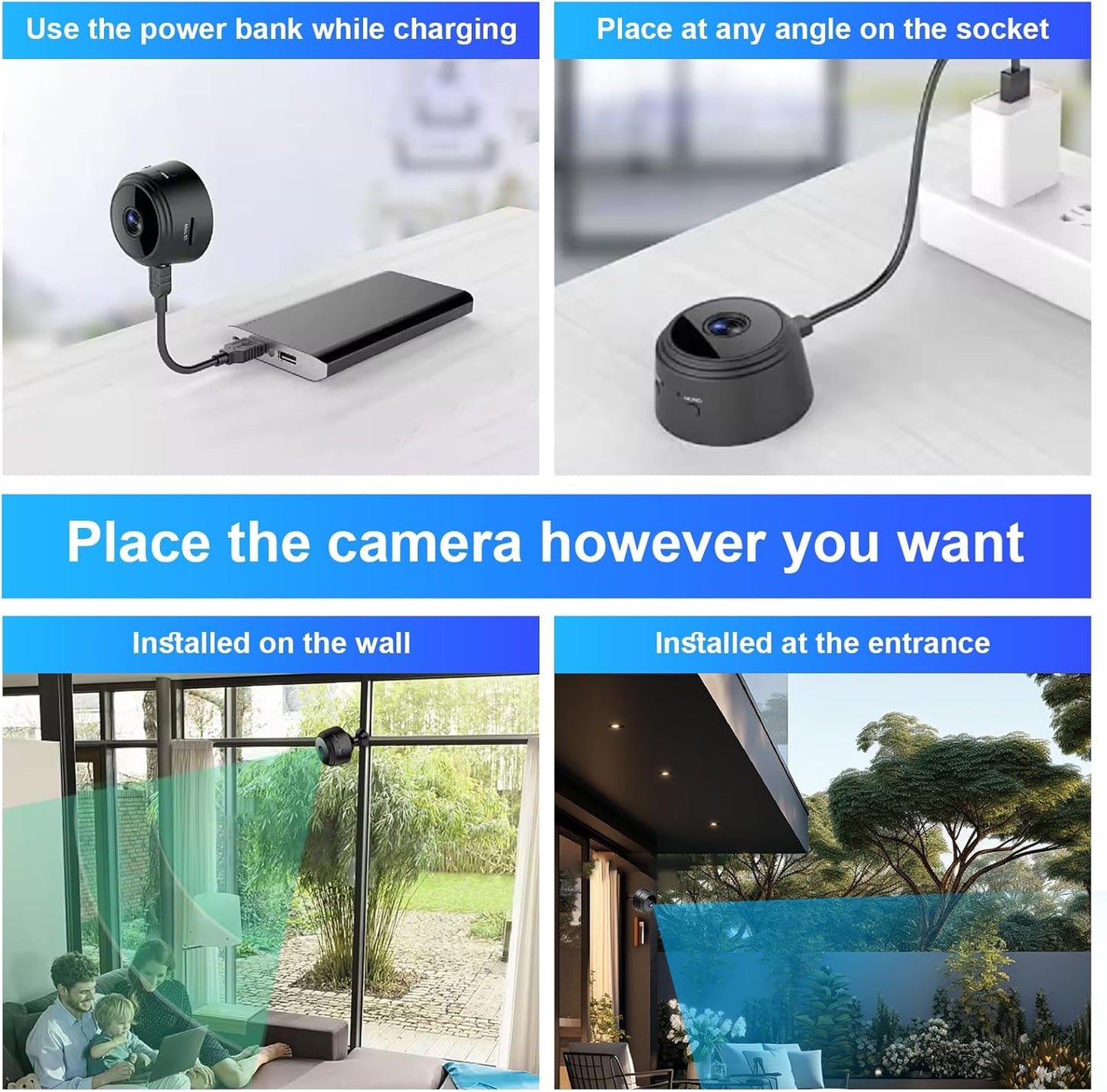 1080P WiFi Mini Hidden Spy Camera Wireless Nanny Spy Cam Home Security Surveillance Camera Micro Small Indoor Secret Monitor Video Cam with Motion Detection App Control(Black)
