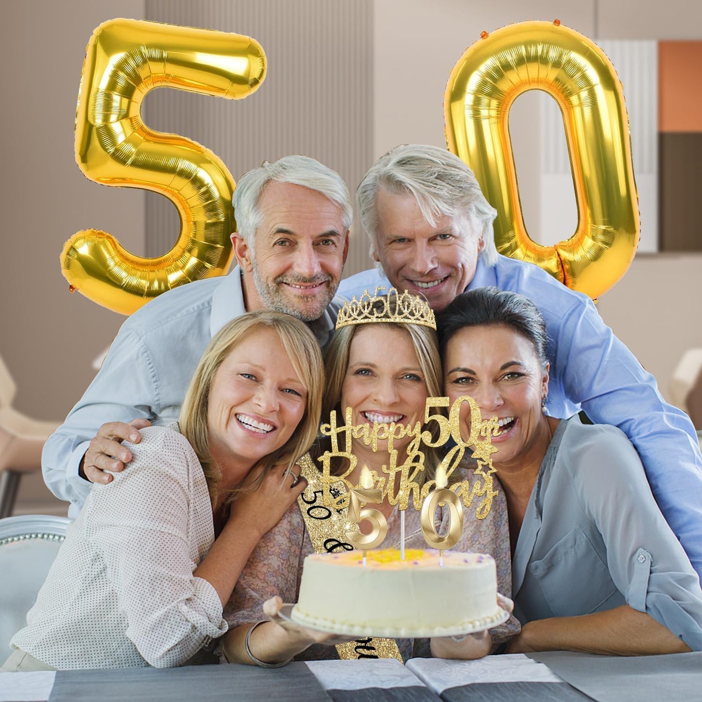 65th Birthday Decorations for Women, Including 65th Birthday Sash and Crown, Cake Topper and Candles, Number Balloons Rose Gold, 65 Year Old Gifts for Women