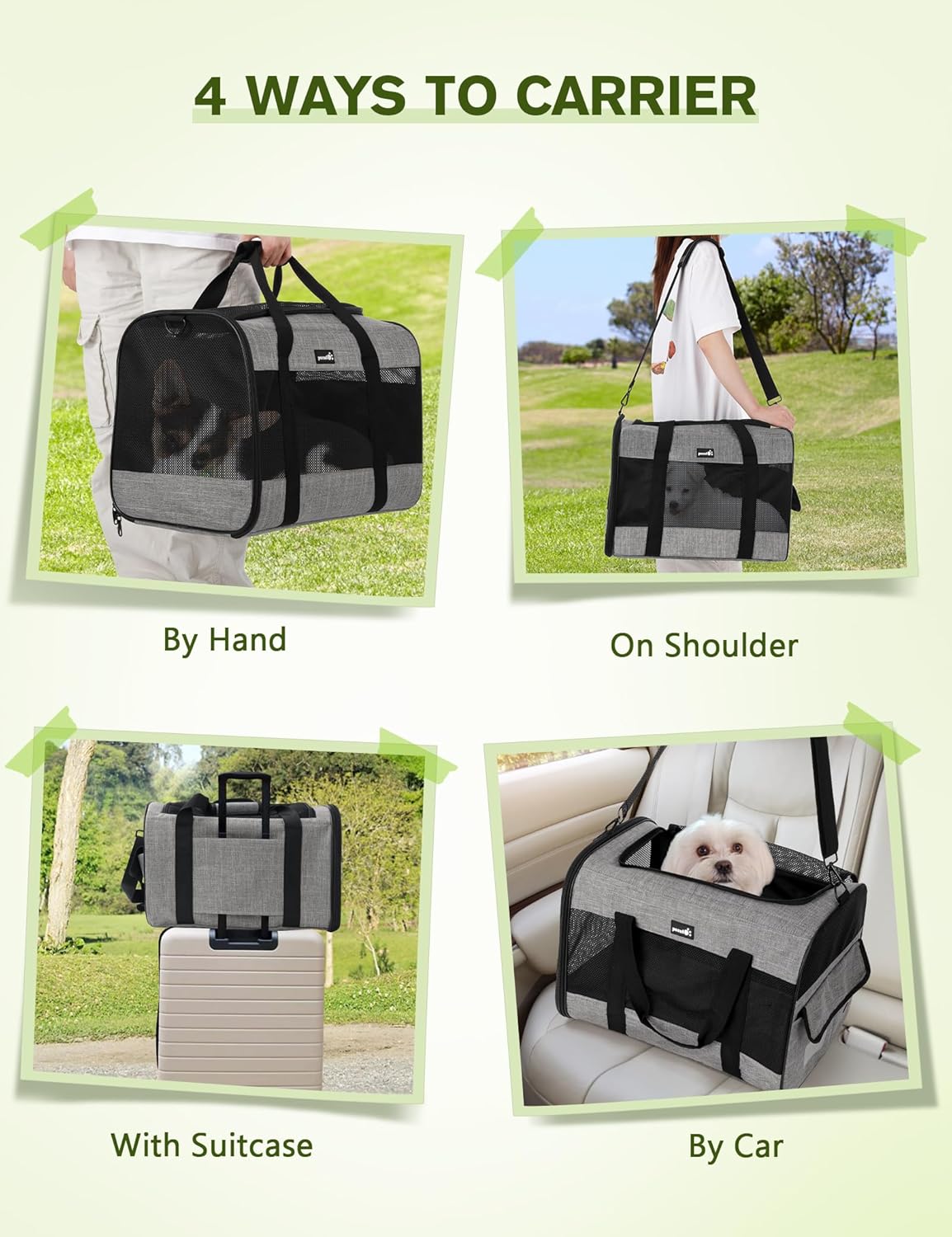 Pecute Cat Carrier Dog Carrier up to 15lbs,Pet Carrier for Cats and Puppies with Foldable Bowl, Soft-Sided Bag with Breathable Mesh, Suitable for Long and Short Trips Travel Camping Outdoor