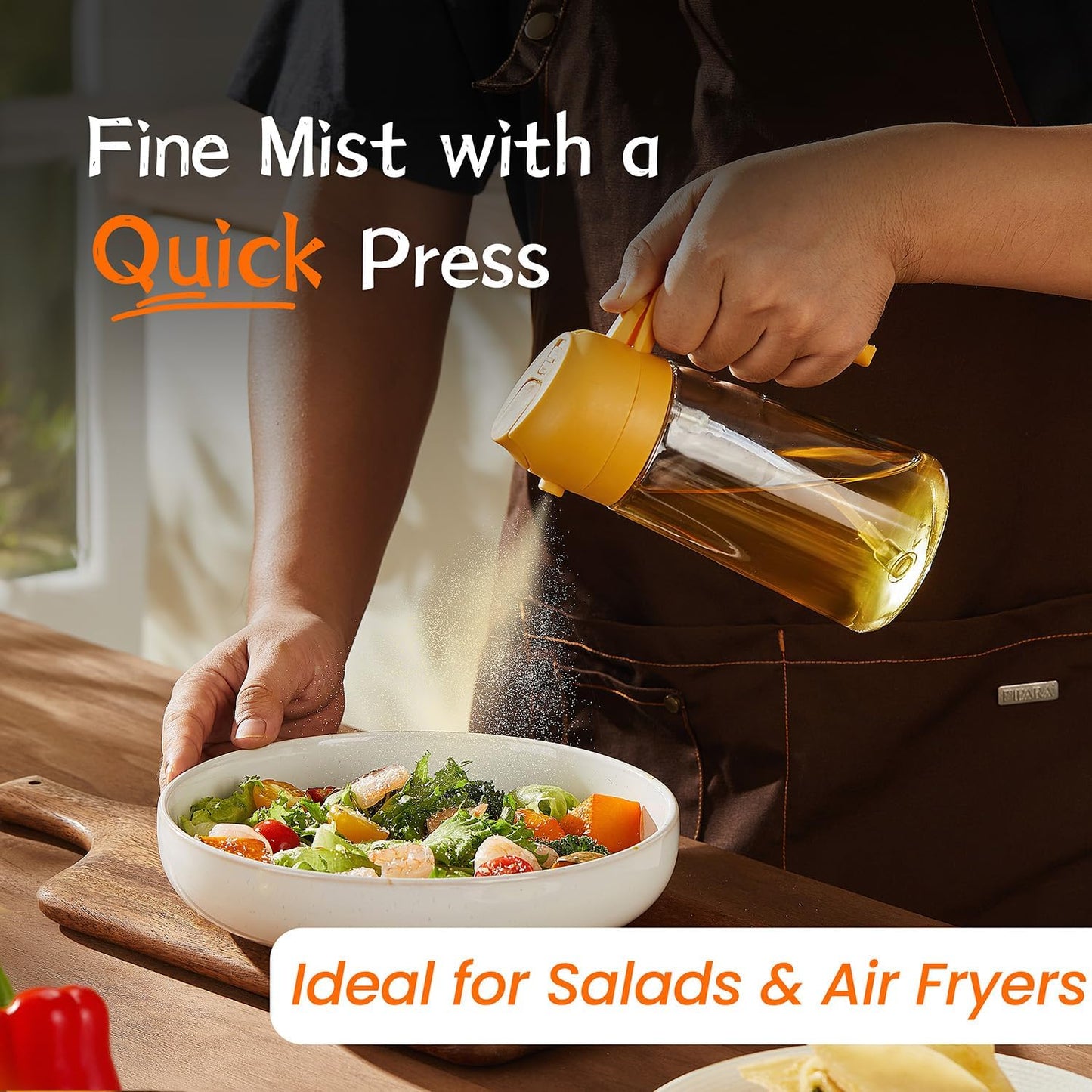 Purilite Select 470ml Glass Oil Sprayer & Dispenser Bottle – 2-in-1 Flip Top