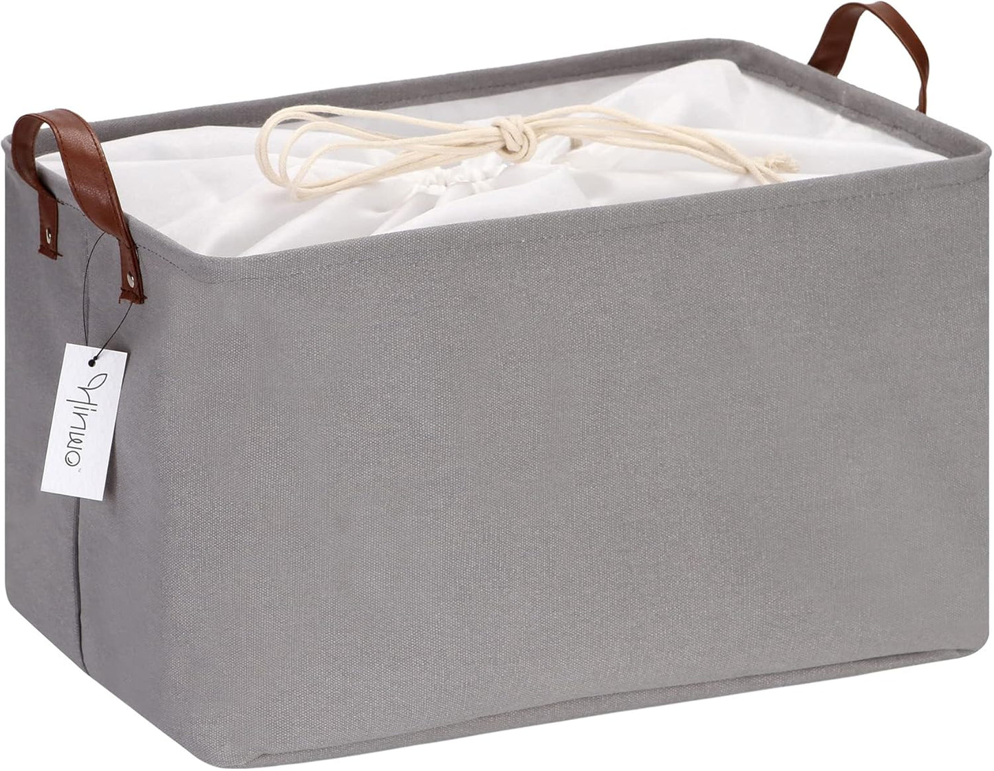 Hinwo 6-Pack Small Canvas Fabric Storage Baskets Set with Handles, Open Storage Bins, Cube Storage Organizer, Shelf Organizer Bins for Closet, 7.9L, 12 x 8 x 5 Inches, Grey Stripe