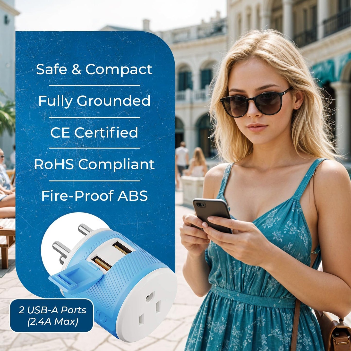 OREI South Africa, Botswana, Namibia Travel Plug Adapter with Dual USB - USA Input - Type M (U2U-10L), Will work with Cell Phones, Camera, Laptop, Tablets, iPad, iPhone