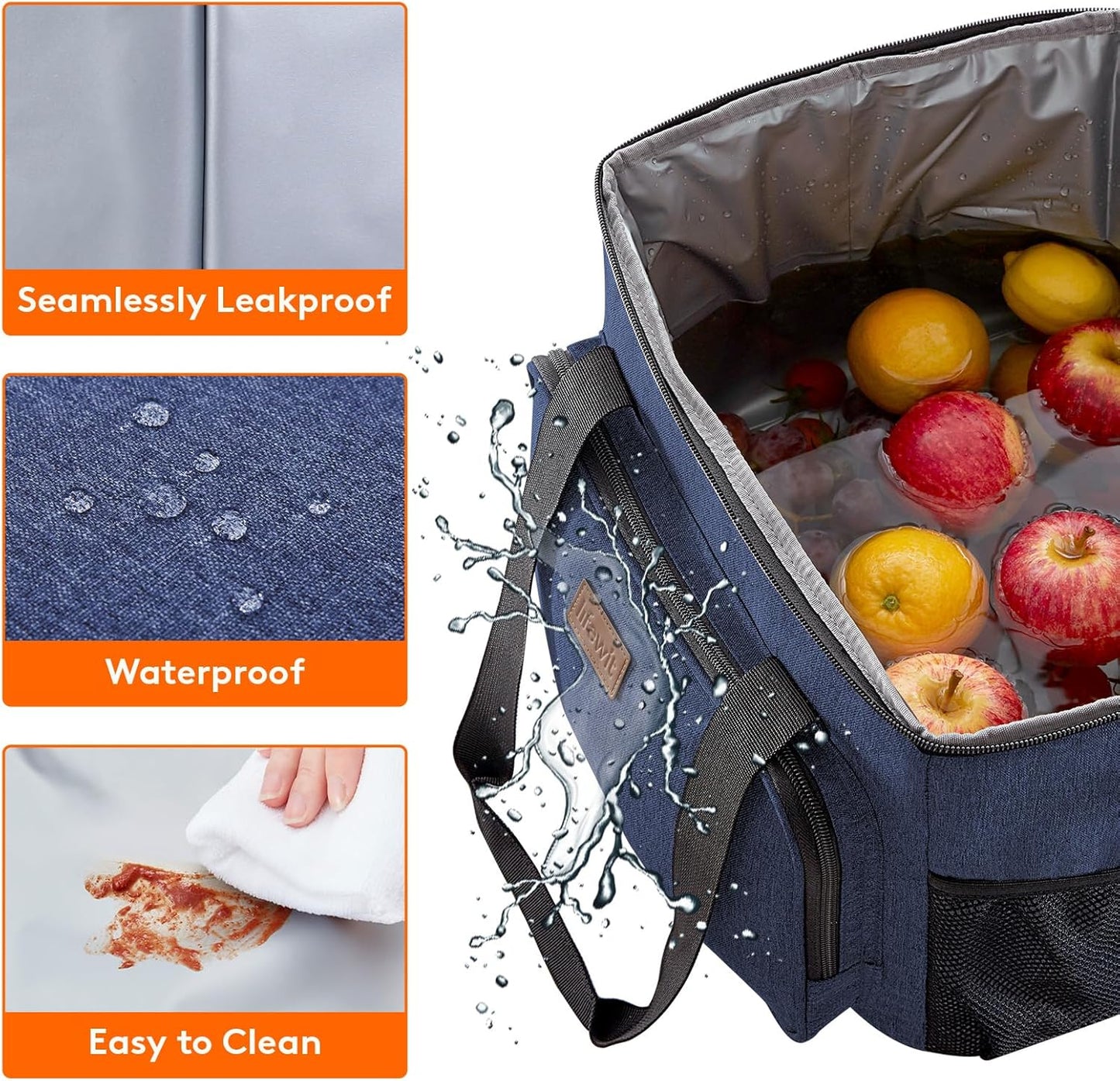 Lifewit Lunch Bag for Men, Insulated Lunch Box Leakproof Soft Cooler Cooling Tote for Adult Women, Waterproof Reusable Lunch Bags for Work Office Outdoor Picnic Camping, Black, 12-Can (9L)