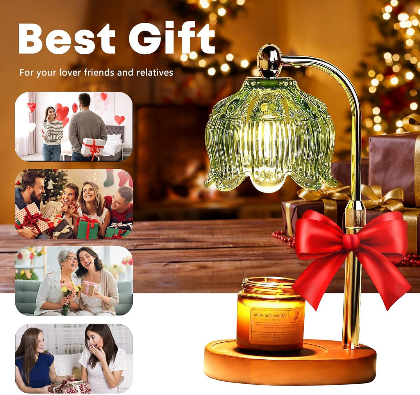 GEEZO Fragrance Candle Warmer Lamp,Electric Candle Warmer with Timer & Dimmer, Mom Christmas Birthday Gifts for Women, House Warming Gifts New Home Bedroom Decor