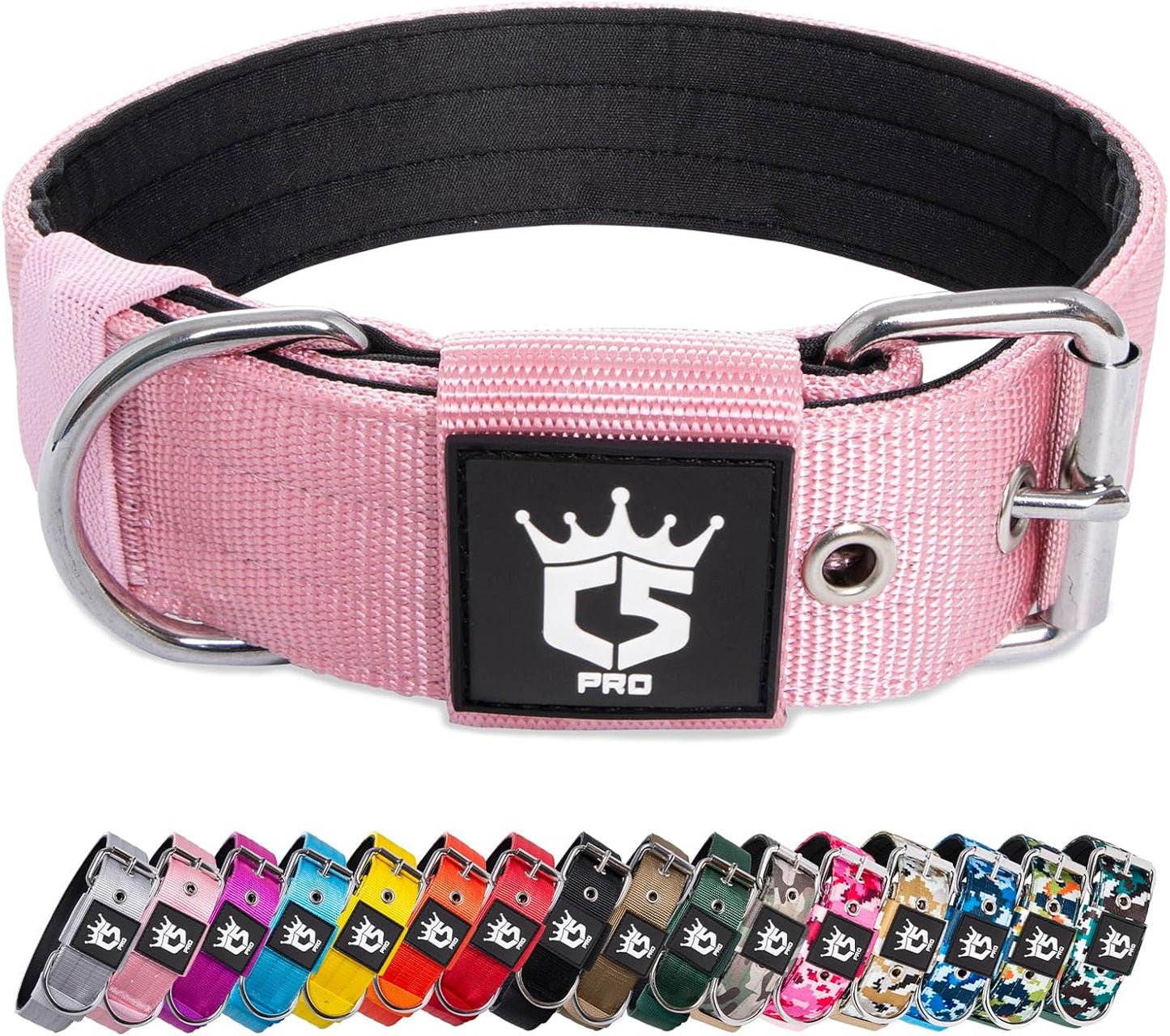 TSPRO Tactical Dog Collar 1.5 inch Wide Dog Collar Military Grade Strong Dog Collar Thick Dog Collar Heavy Duty Metal Buckle Dog Collar(Green-L)