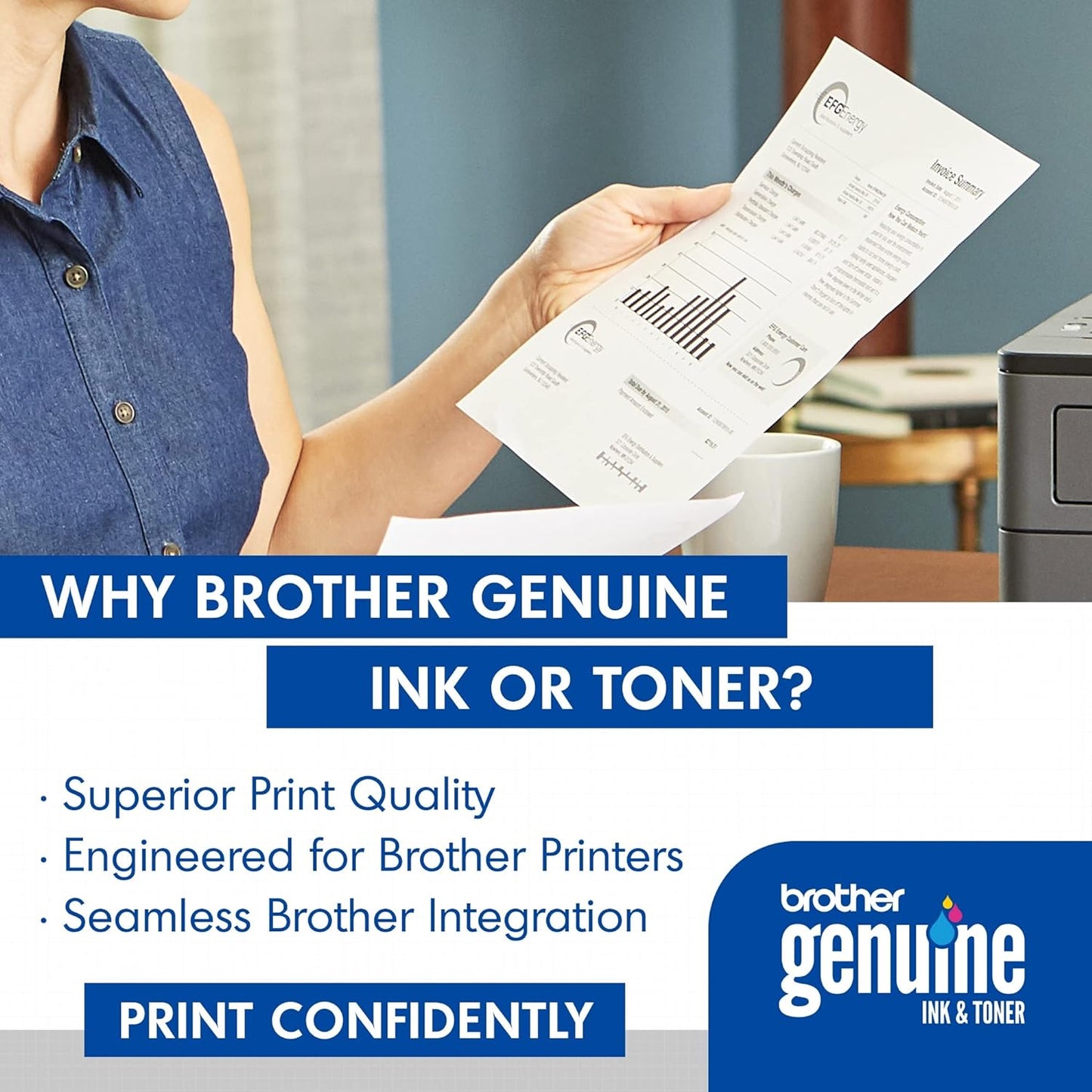 Brother original TN730 High-Yield Black Toner Cartridge, higher yield for value, original toner replacement cartridges, for Brother laser printers HL-L2395DW, DCP-L2550DW, MFC-L2750DW, and more