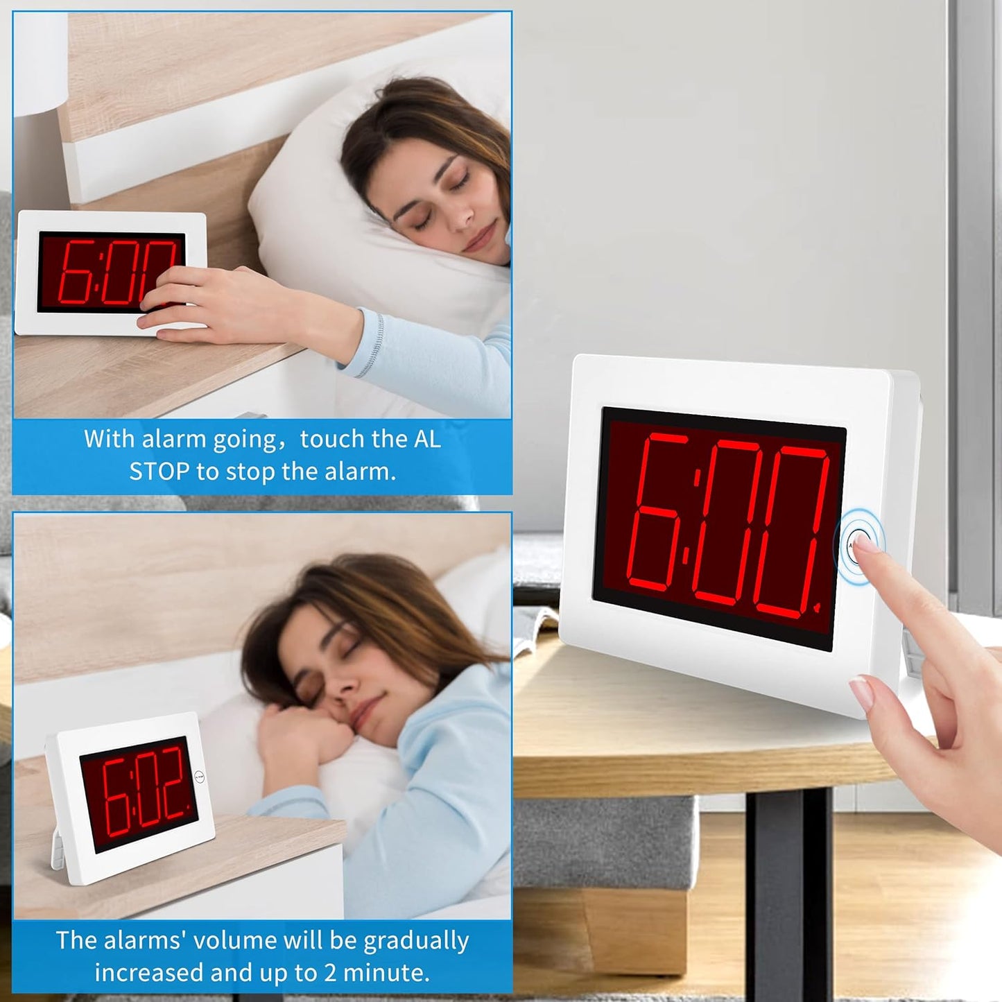 Wall Clock, Digital Clock, 8" Extra Large Display, 3" Big LED Number, Battery Operated, Adjustable Brightness, Clock for Bedroom, for Desk, Wall Mounted