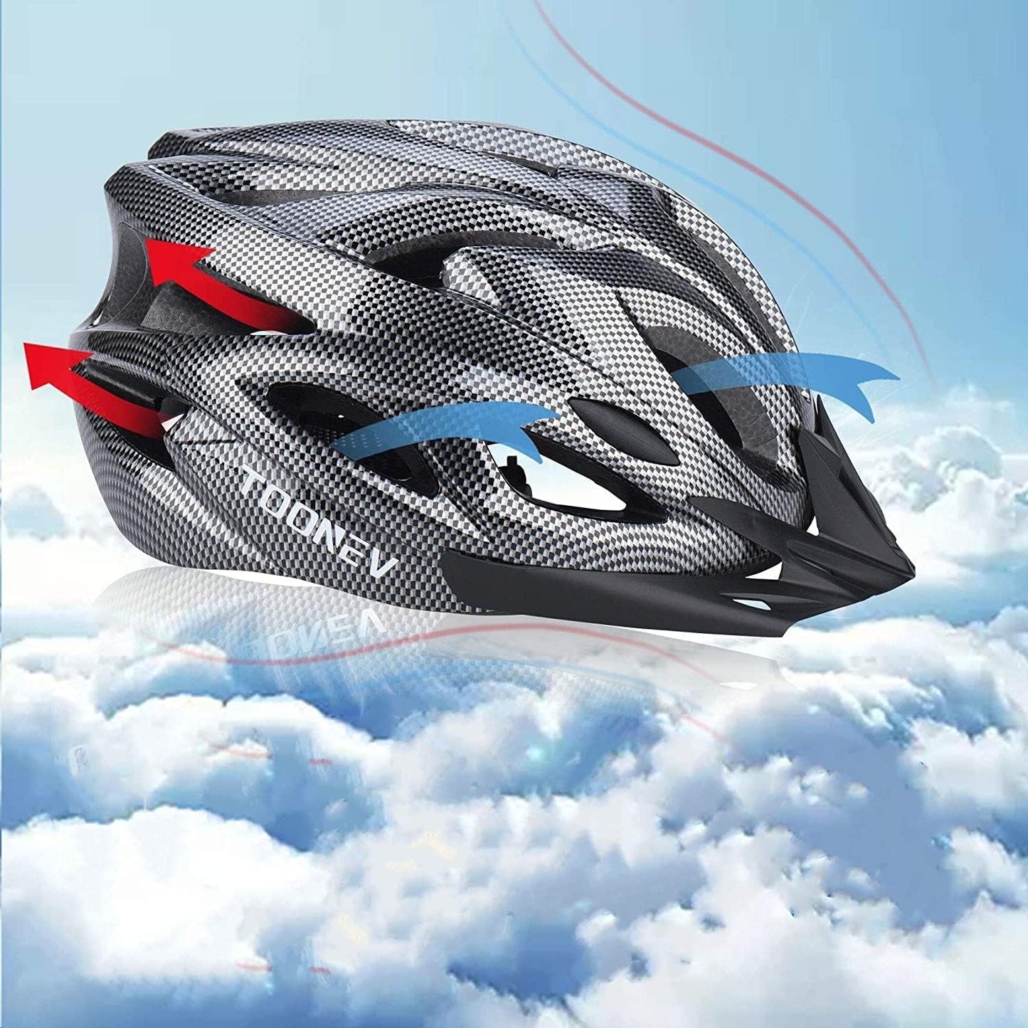 TOONEV Adult Bike Helmet with Safety LED Light,Lightweight Integrally Sport Mountain Bicycle Helmet Adjustable Size 54 to 62CM for Men Women Cycling Helmet