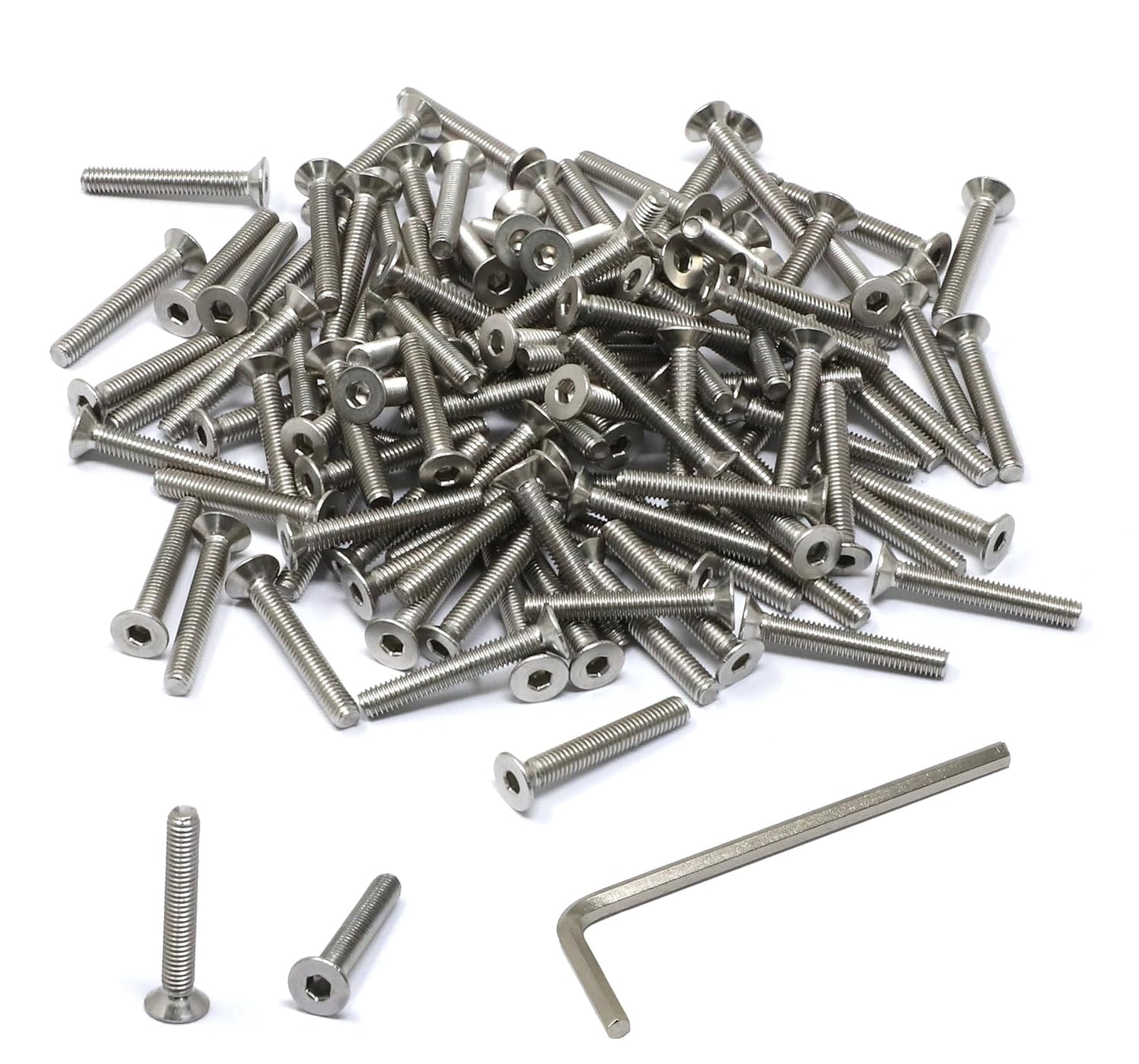 iexcell 5 Pcs M8 x 80mm Thread Pitch 1.25 mm Stainless Steel 304 Hex Socket Flat Head Cap Screws Bolts Kit