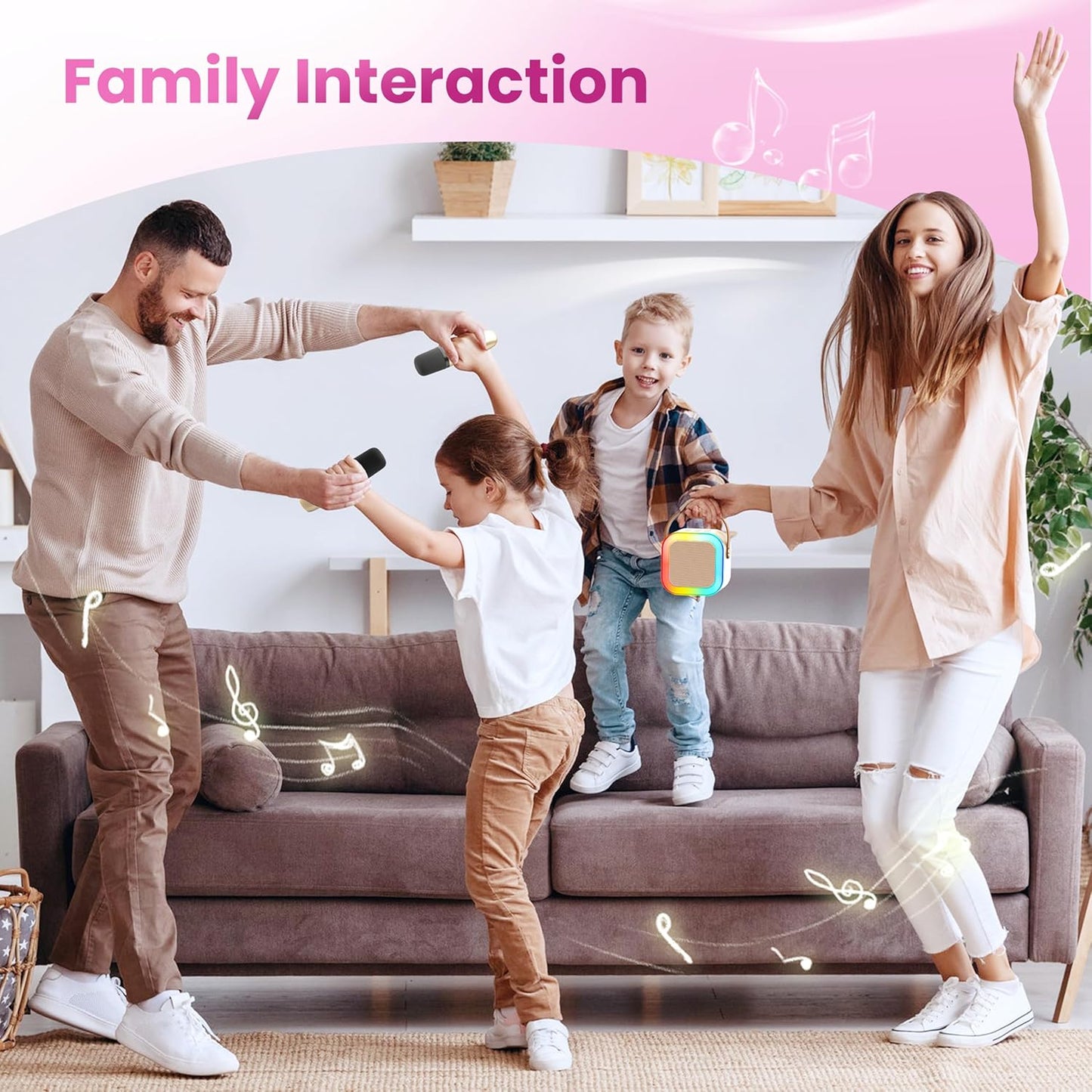 Karaoke Machine for Kids Adults, Portable Bluetooth Mini Karaoke Microphone Singing Speaker Karaoke Player with 2 Wireless Mic Toys for All Smartphones,Birthday, Family,Home Party (Purple)