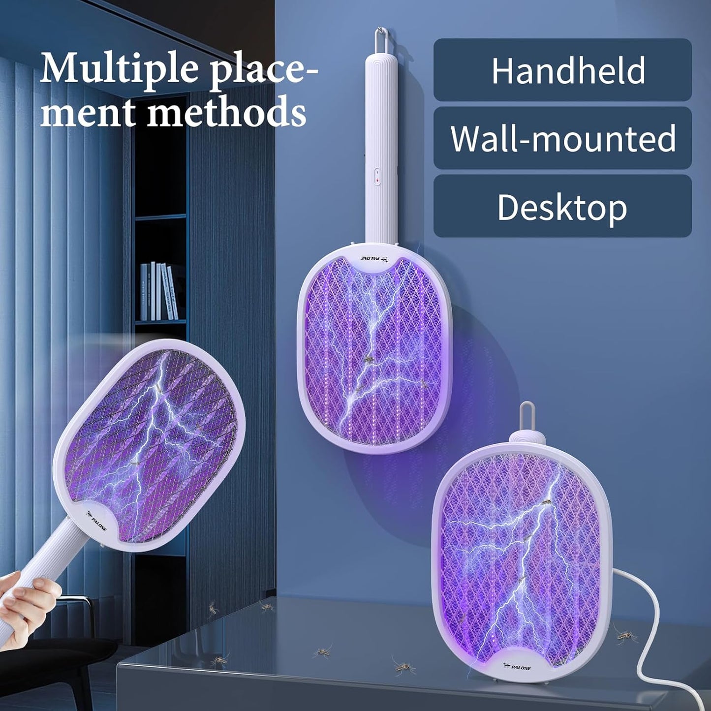 PALONE Solar Bug Zapper with 5.5W Solar Panel Charging, USB Charging Bug Zapper Light for Outdoor and Indoor