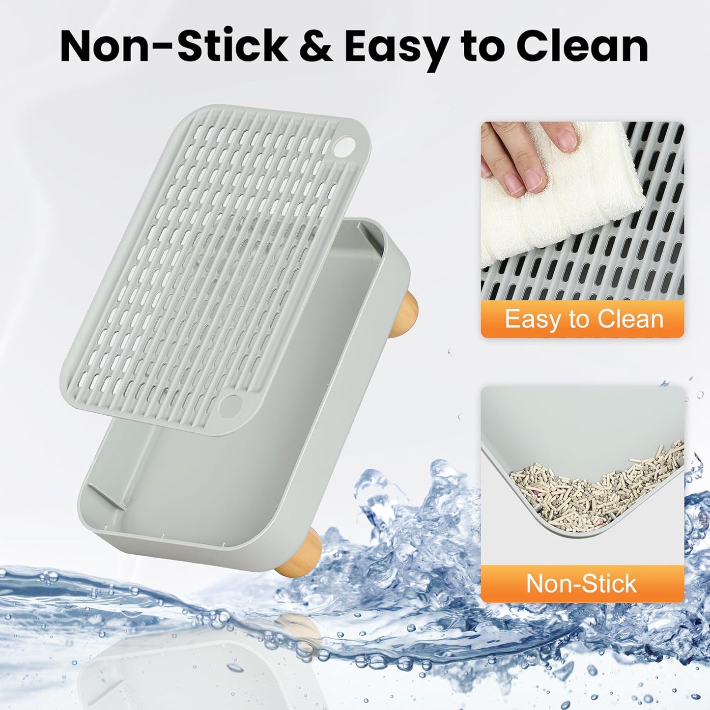 Aothey Cat Ramp, Cat Step, Cat Litter Mat with Wooden Base, Anti-Tracking & Easy to Clean, Ideal for Small & Elderly Cats