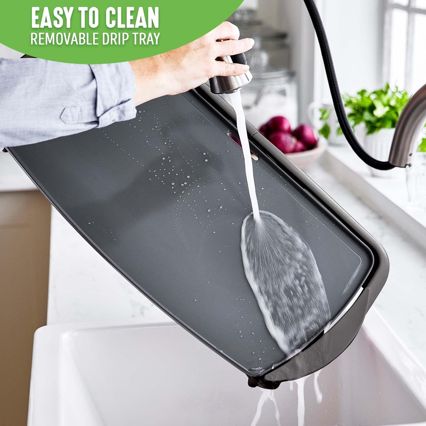 GreenLife Healthy Ceramic Nonstick, Extra Large 20" Electric Griddle for Pancakes Eggs Burgers and More, Stay Cool Handles, Removable Drip Tray, Adjustable Temperature Control, PFAS-Free, Soft Pink