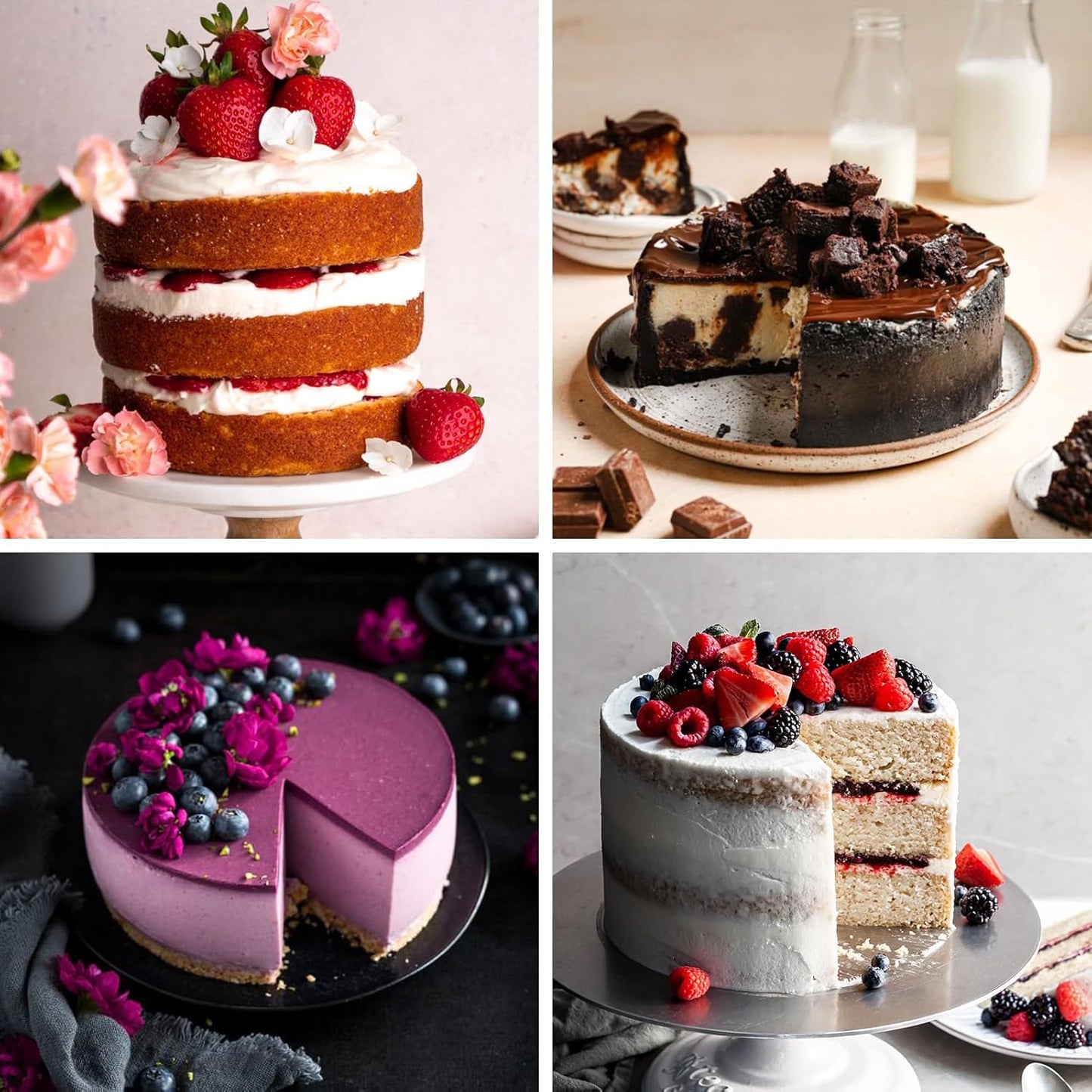 Purilite Select 3-Pack 8-Inch High Carbon Steel Cake Pans with 100 Parchment Papers