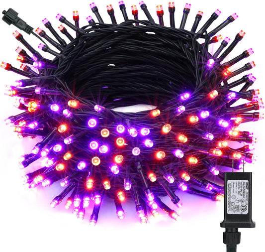Toodour Orange & Purple Halloween Lights, 82ft 200 LED Halloween String Lights with 8 Modes, Timer, Low Voltage, Connectable Indoor Outdoor String Light for Home Garden, Party Yard Holiday Decoration