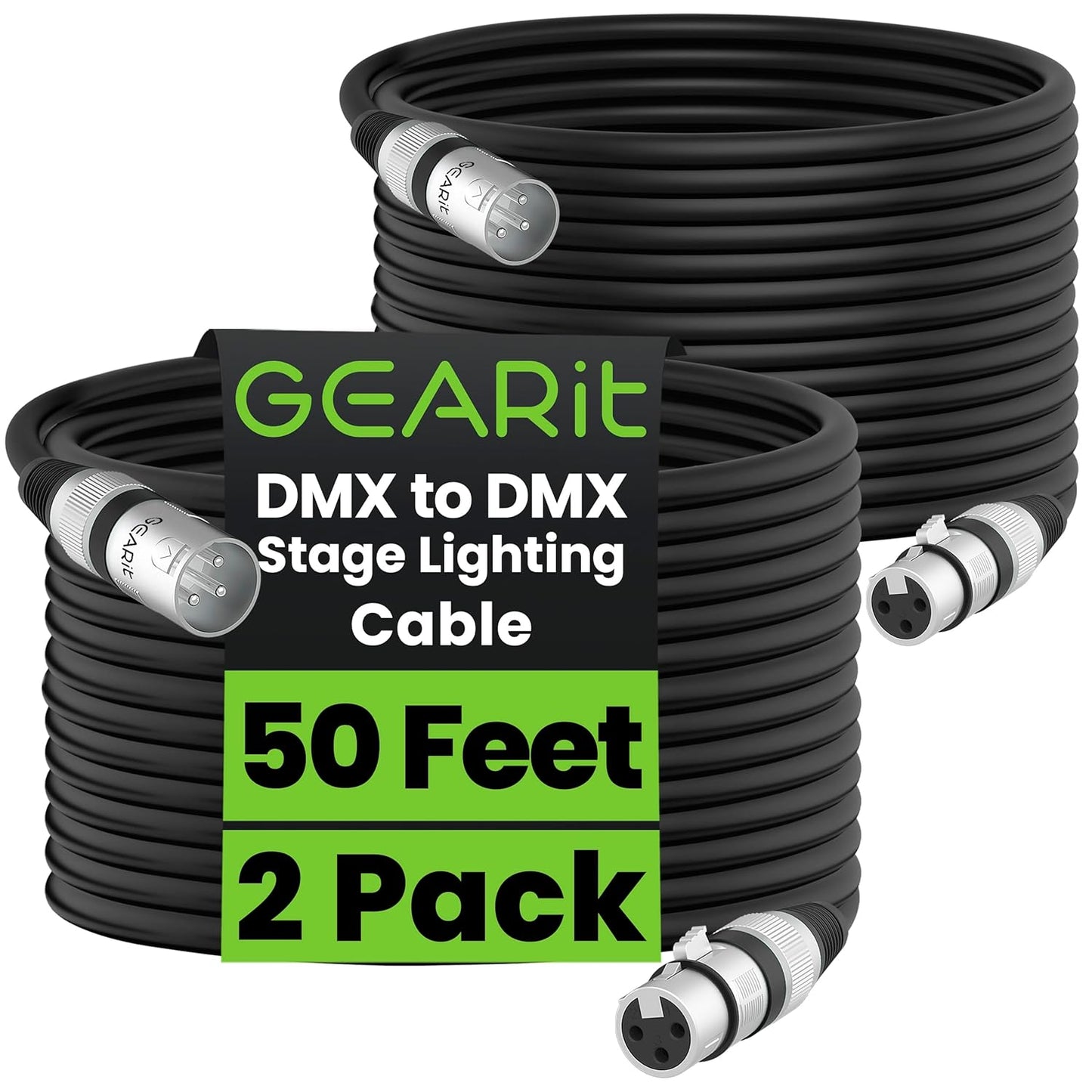 GEARit XLR Male to Female Microphone Cable (10 Feet, 6-Pack) 3-Pin Balanced Shielded Mixer, Recording Studio, Podcast - Black