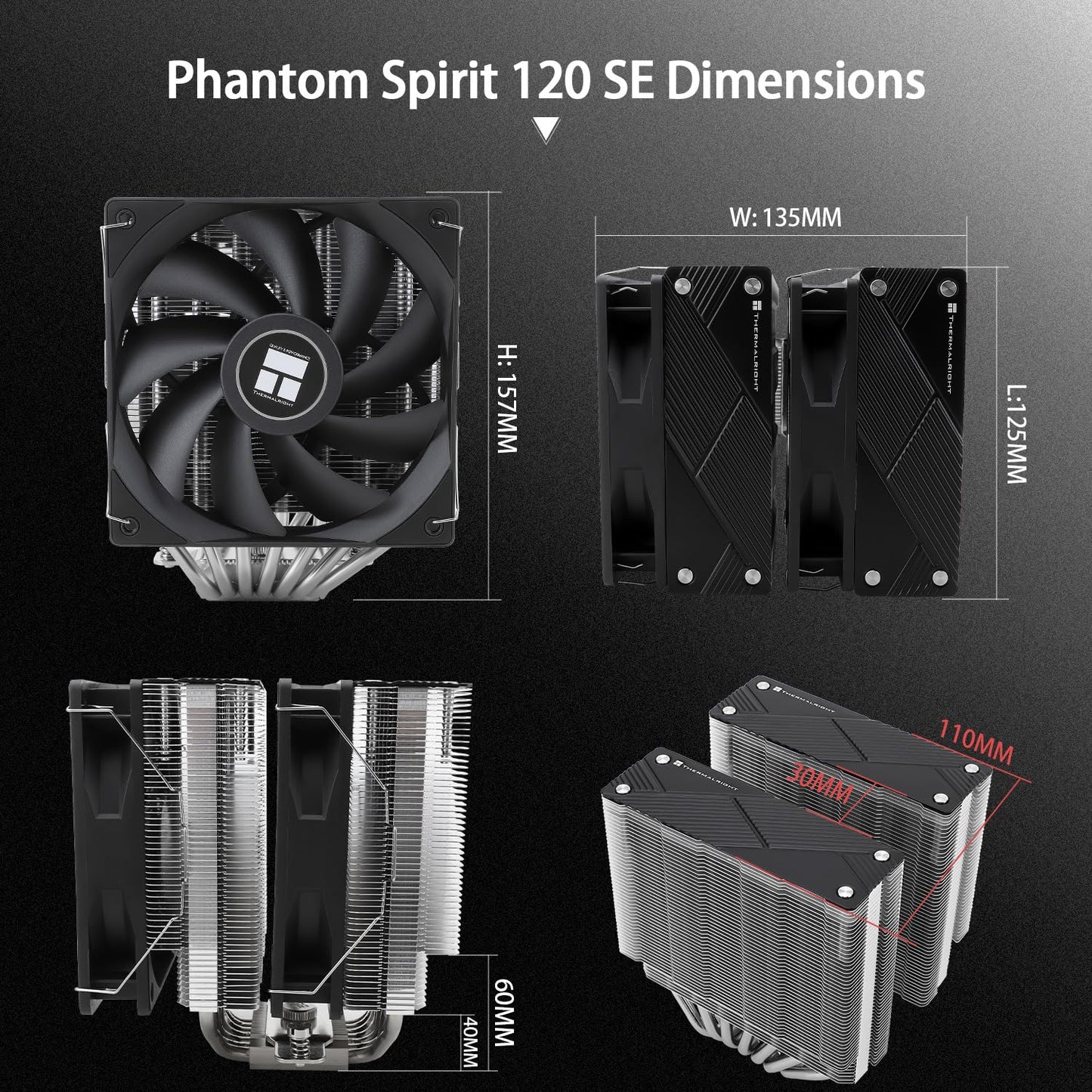 Thermalright Phantom Spirit 120 CPU Cooler,7×6mm Heat Pipes CPU Air Cooler,Dual PWM Fan Computer Cooling,1500RPM Speed,for AMD AM4 AM5/Intel 1700/1851/1150/1151/1200/17XX/2011