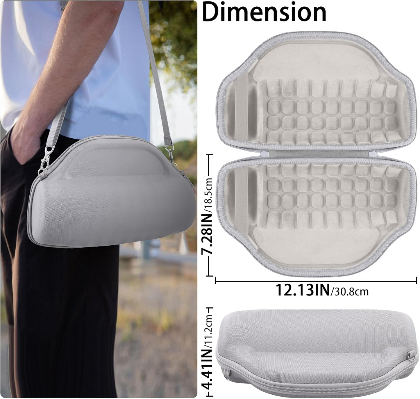 co2CREA Case for JBL Charge 6 Waterproof Portable Bluetooth Speaker, Hard Travel Case with Detachable Shoulder Strap (White Case)
