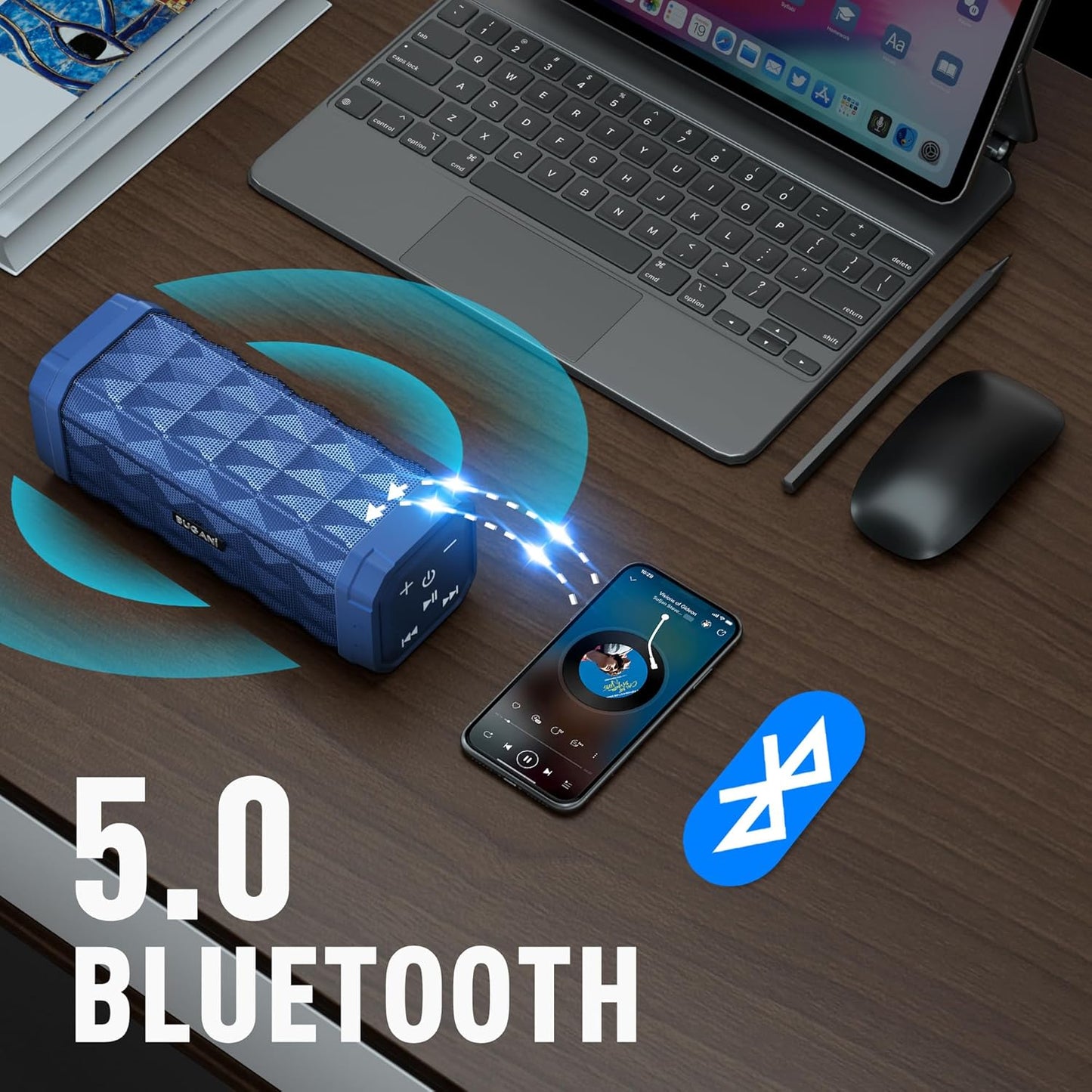 M99 Bluetooth Speaker, BUGANI Wireless Portable Speaker Stereo Sound, IPX5 Speaker, Built-in Microphone 24H Play, Bluetooth 5.0, USB-C Charging, Outdoor Speaker Suitable for Home Hiking, Red