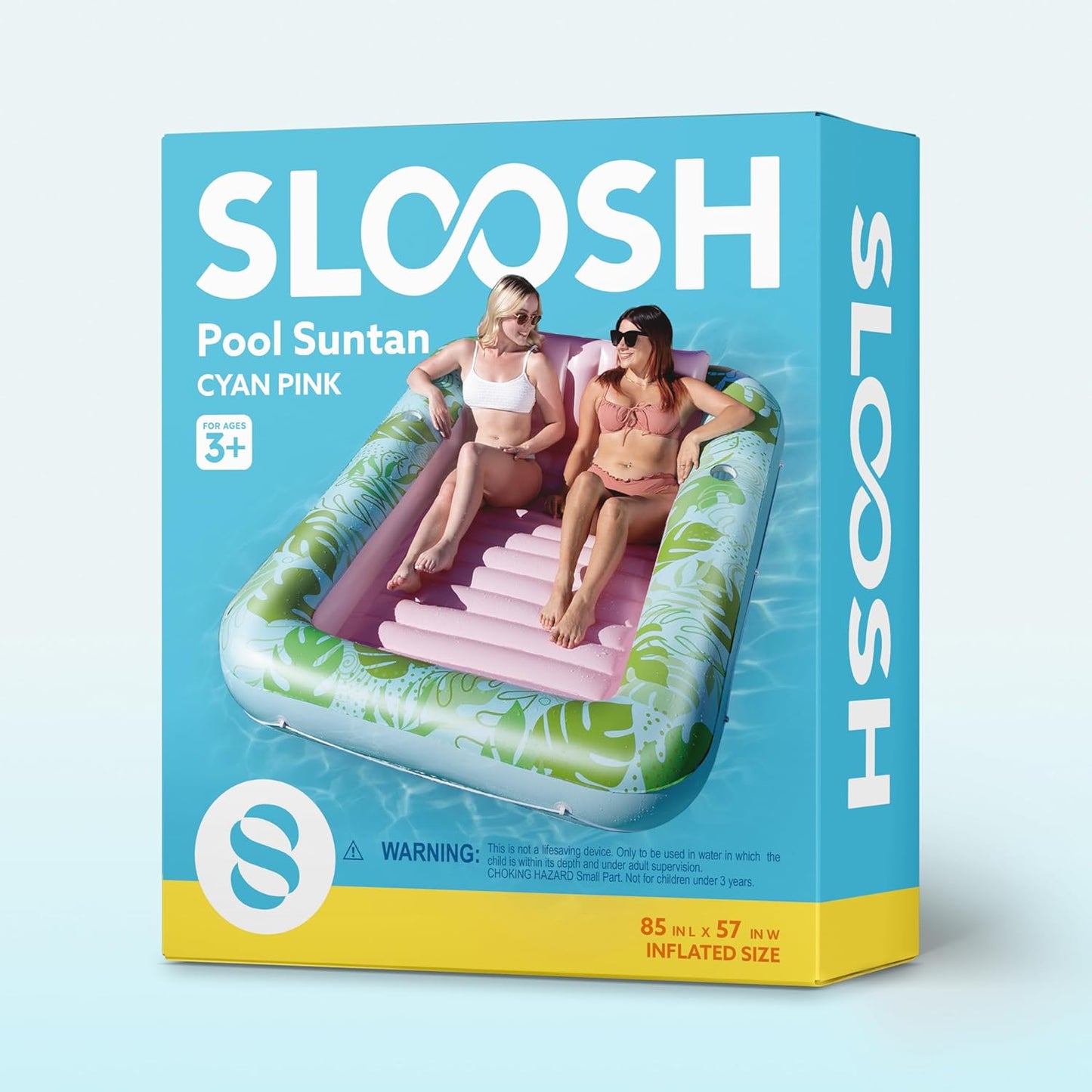 Sloosh Inflatable Tanning Pool Lounger Float-XL, 85" x 57" Extra Large Suntan Sun Tan tub for Adults, Bed Blow up, Raft Lounge Floatie, XL-Blue