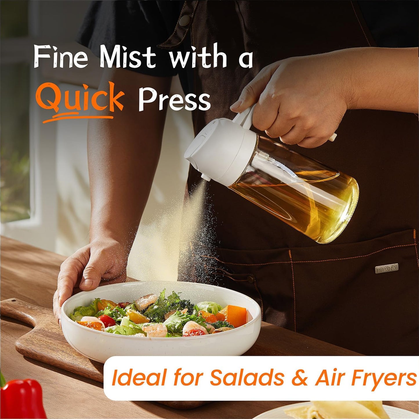 Purilite Select 470ml Glass Oil Sprayer & Dispenser Bottle – 2-in-1 Flip Top