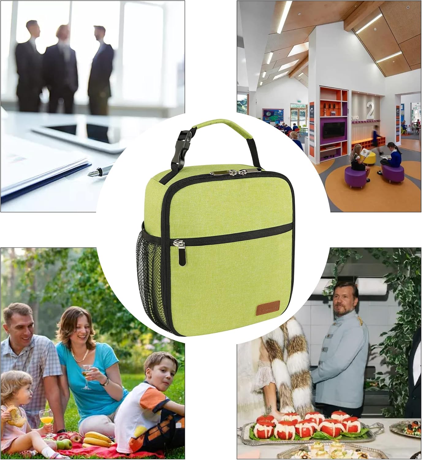 Lunch Box for Men Women Adults Small Lunch Bag for Office Work Picnic - Reusable Portable Lunchbox, Black