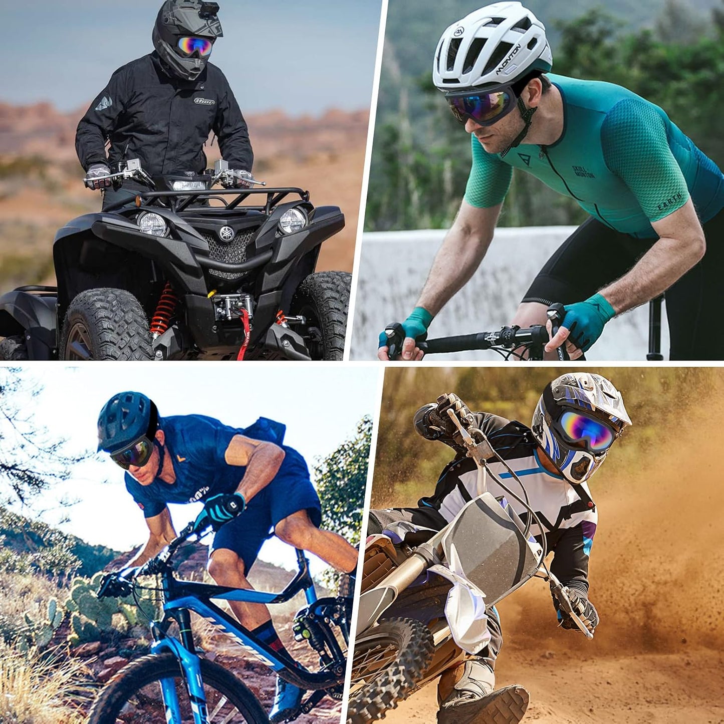 Motorcycle Goggles 2 Pack, Dirt Bike ATV Goggles Motocross Riding Racing Eyewear Off-Road MX Bike & Ski Goggles UV400 Anti-Fog Impact-Resistant Dustproof Goggle for Adult Youth Kids