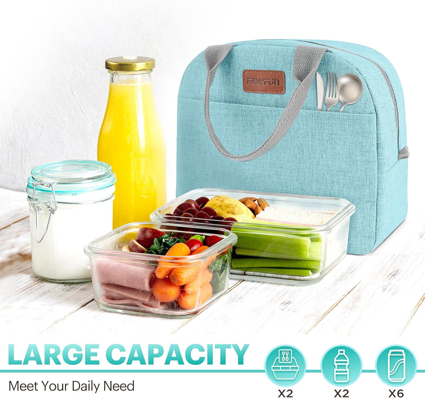 Lunch Bag for Women & Men Adult Insulated Lunch Box, Small Leakproof Cooler Food Lunch Containers Reusable High Capacity Lunch Tote Bags for Work, Travel, Outdoor