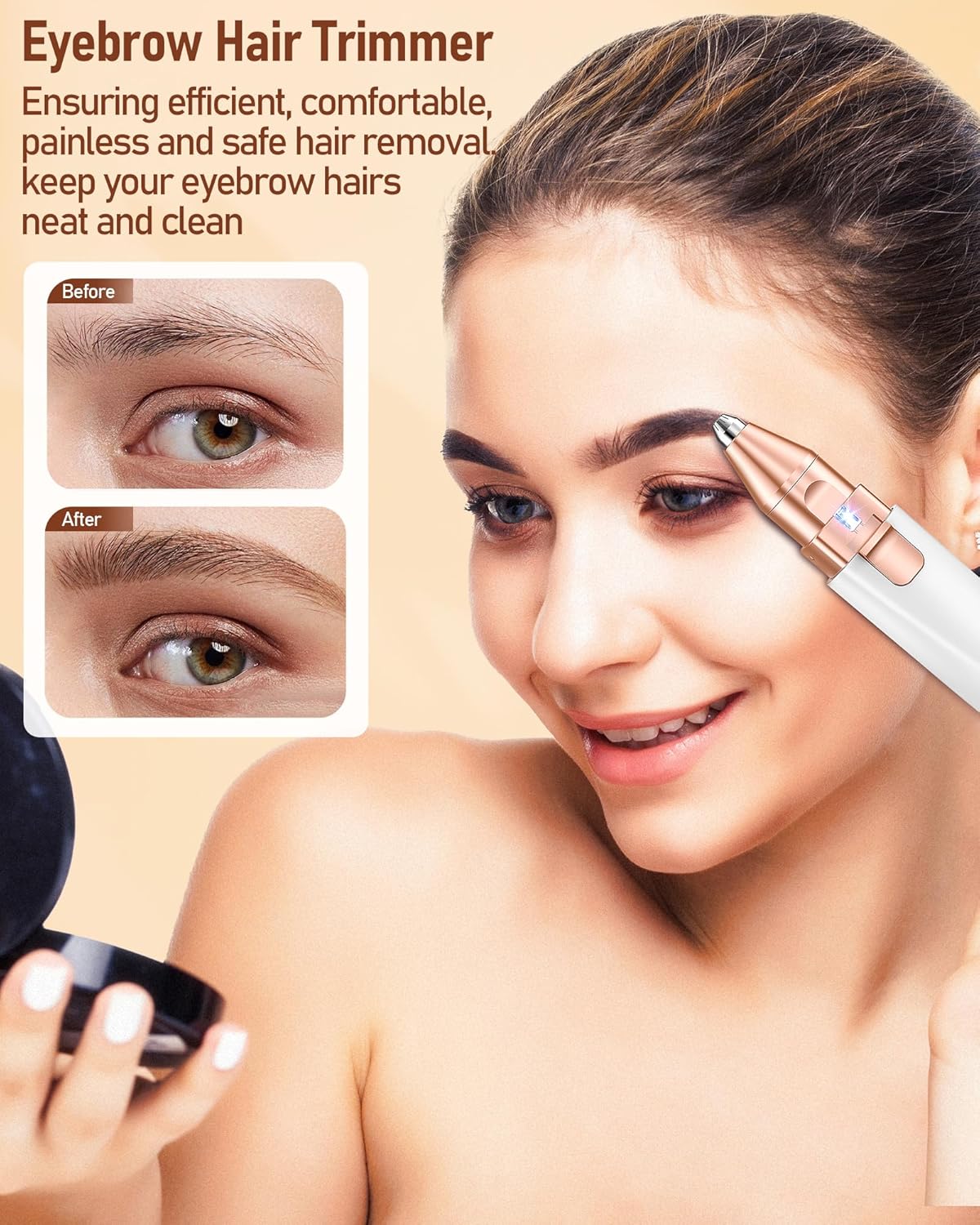 Purilite Select 2-in-1 Rechargeable Facial Hair Remover & Eyebrow Trimmer for Women