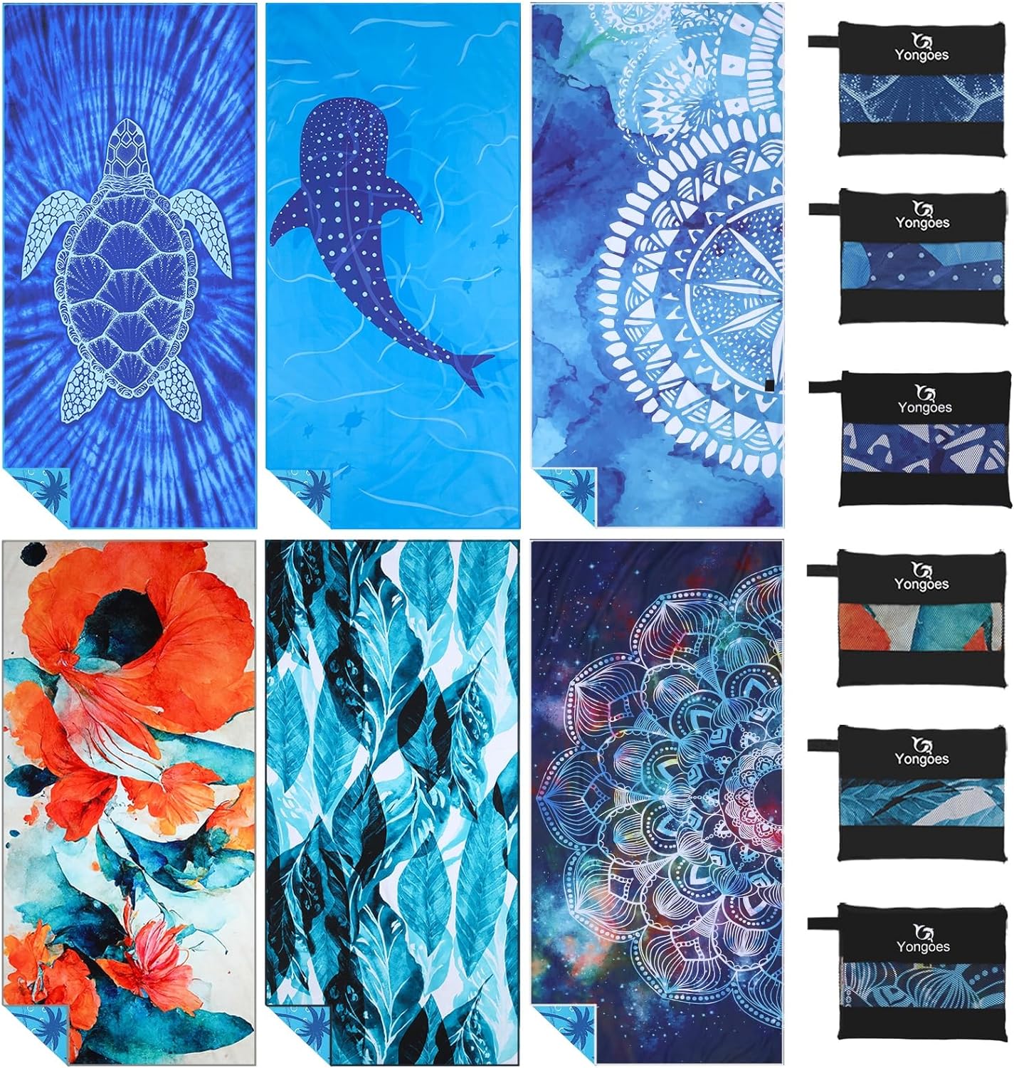 4 Pack Microfiber Lightweight Thin Beach Towel Sand Free Quick Dry Super Absorbent Compact Oversized Large Towels for Swimming Pool Yoga Gym Travel Vacation Beach Accessories Essentials for Adults