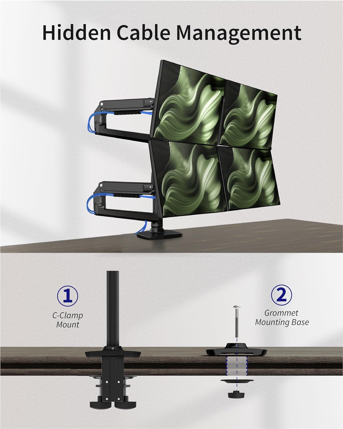 ErgoUnion Dual Monitor Stand for Desk, Vertical Dual Monitor Mount with Wide Range of Motion, Dual Monitor Arm for 17-40" Screen up to 25 lbs Each, Computer Monitor Stand for 2 Monitors - Black