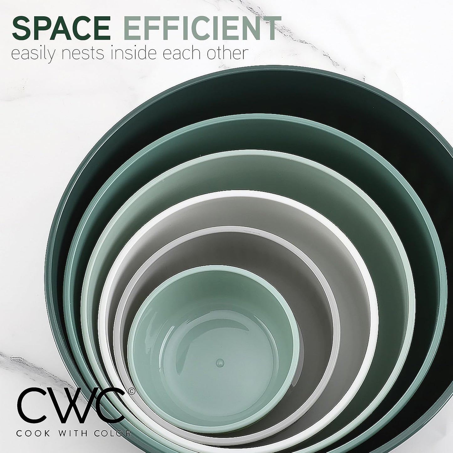 COOK WITH COLOR Prep Bowls with Lids- 8 Piece Nesting Plastic Small Mixing Bowl Set with Lids (Teal Ombre)