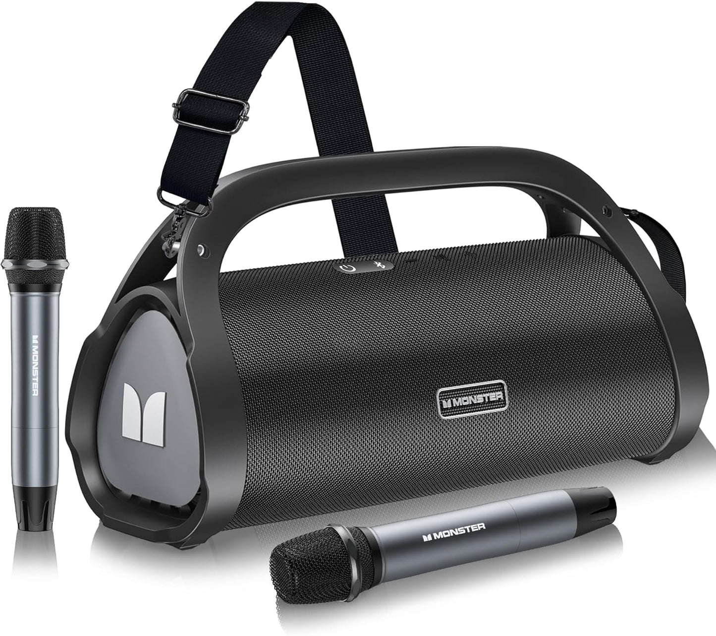 Monster Adventurer Max Bluetooth Speaker with Two Wireless Microphones, IPX7 Waterproof Outdoor Speakers with 100W Powerful Stereo Sound, Portable Bluetooth Speakers for Home, Camping, Silver
