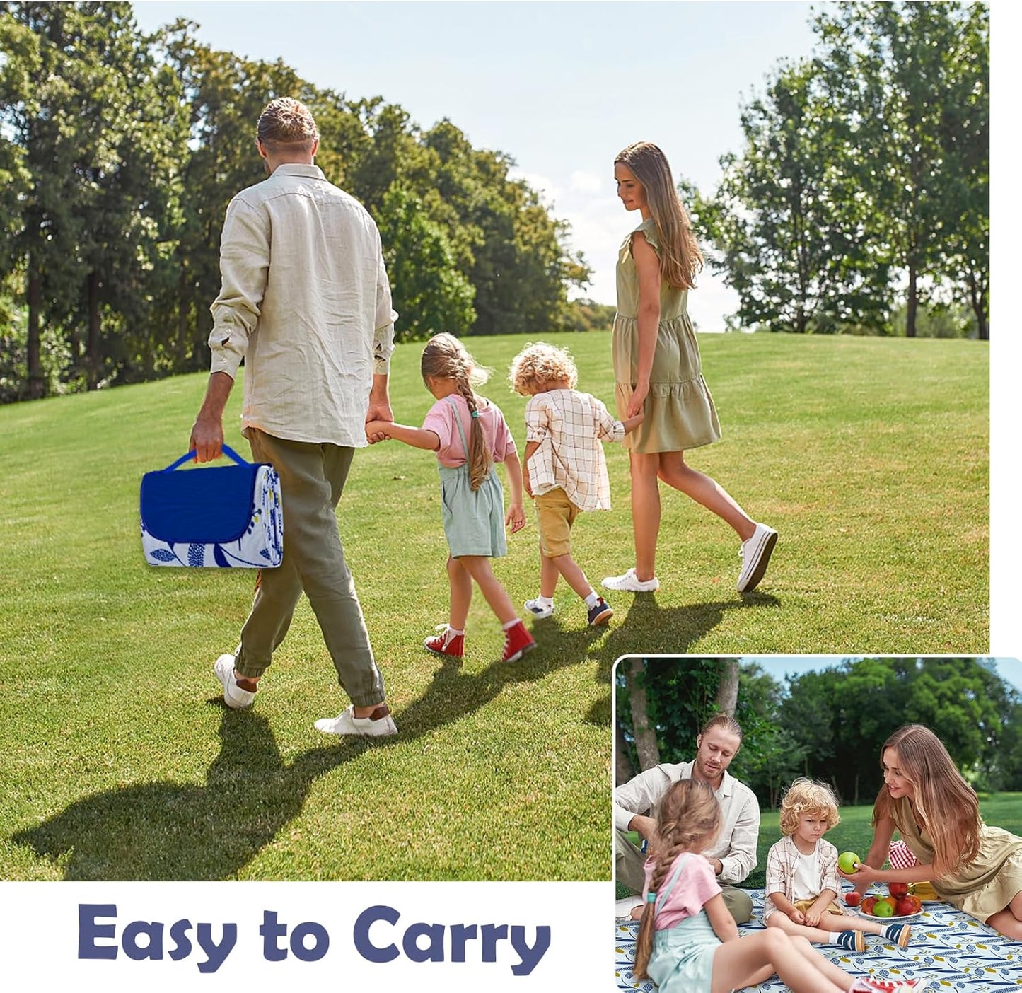 Habaylin Picnic Blanket Large, 79"X79" Waterproof Extra Large Beach Blanket, Foldable Picnic Blanket for Hiking, Party, Camping on Grass Sandproof Handy Picnic Mat
