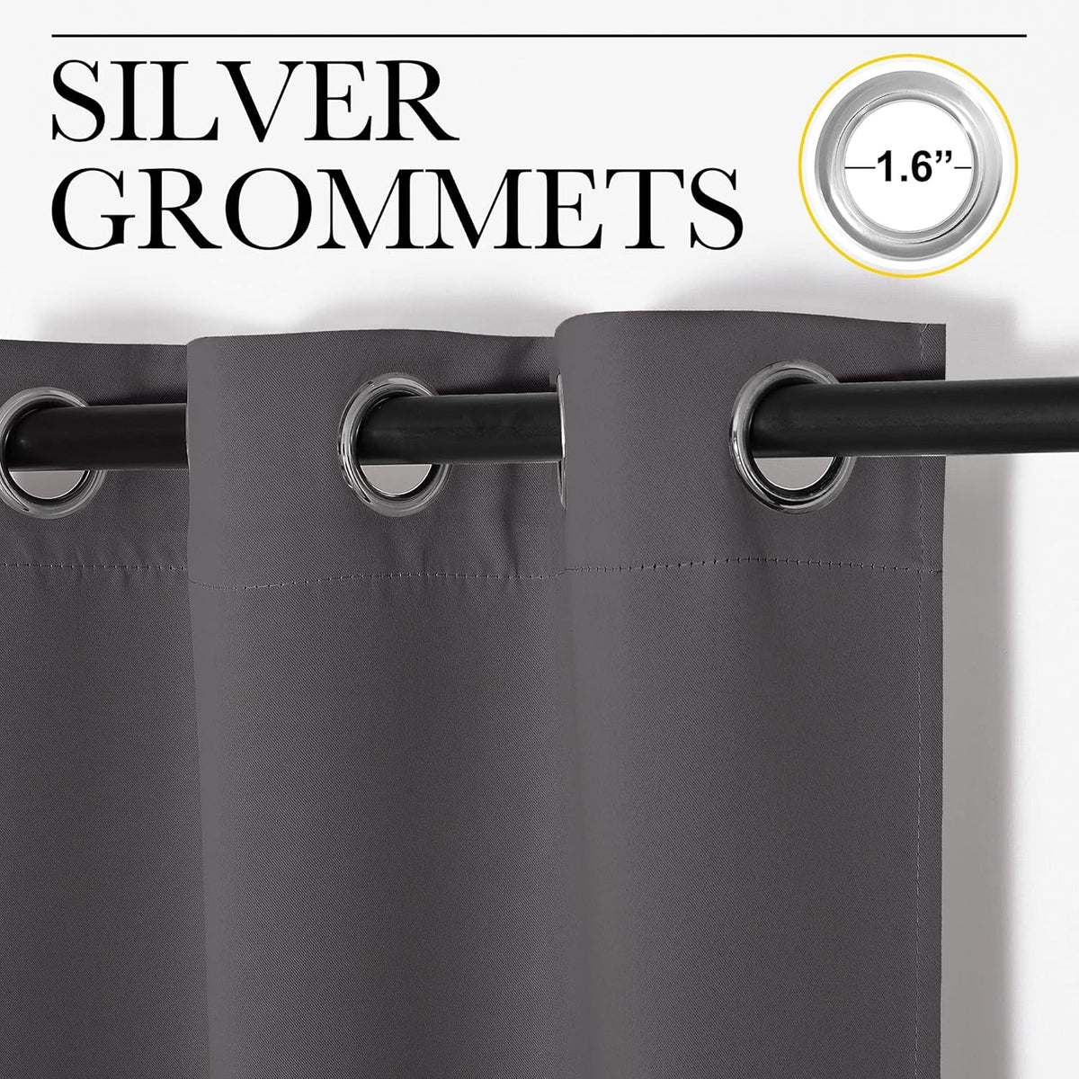 NICETOWN Blackout Curtains 2 Panels for Bedroom- Thermal Insulated Grommet Blackout Curtains 63 Inches Long for Living Room/Kitchen Rideaux occultants (2 Panels, W42 x L63 -Inch,Grey) - PuriLite