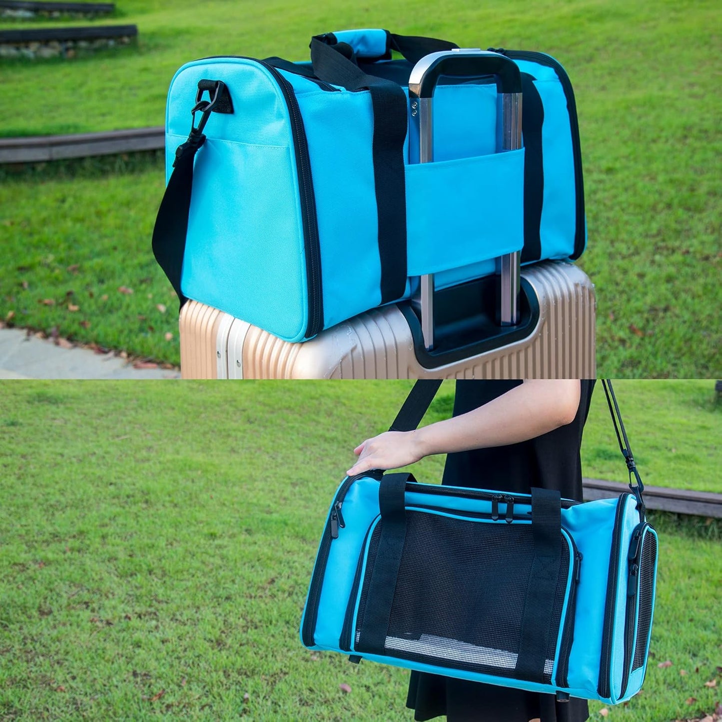 NextFri Soft Sided Carrier for Cats Dogs,TSA Airline Approved Collapsible Travel Pet Carrier (Magenta, Medium)