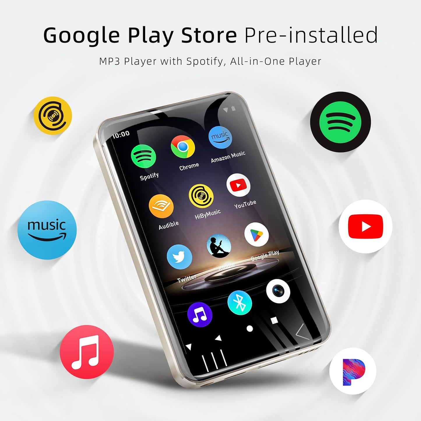 MP3 Player with Bluetooth and WiFi, Music Player with Camera Spotify Pandora,Amazon Music, 4" Touch Screen Android MP4 MP3 Player with Speaker 144GB MP4 & MP3 Player for Travel Sport