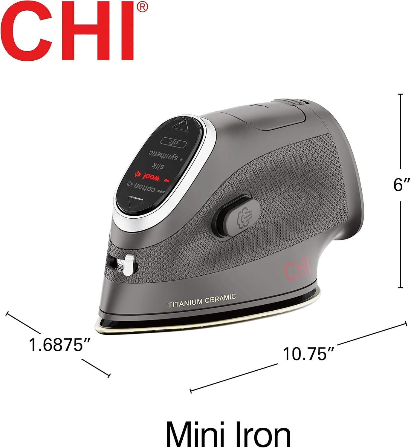CHI Mini Iron, Titanium-Infused Ceramic Soleplate, Black,13120