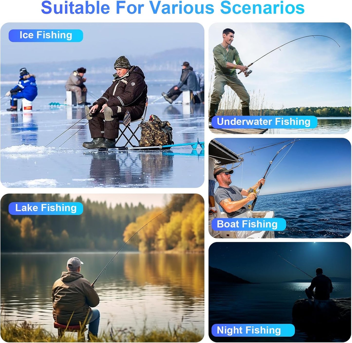 Underwater Fishing Camera, Portable Video Cameras Fish Finder, 5 Inch HD LCD Monitor, 8pcs Infrared Lights Night Vision, Waterproof Fishing Camera for Ice Lake Boat Sea Kayak Fishing