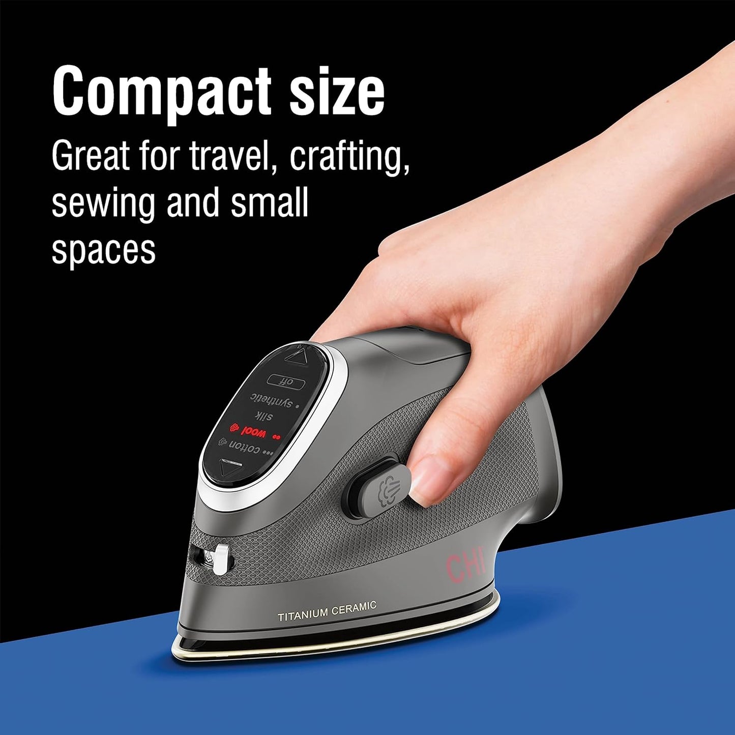 CHI Mini Iron, Titanium-Infused Ceramic Soleplate, Black,13120