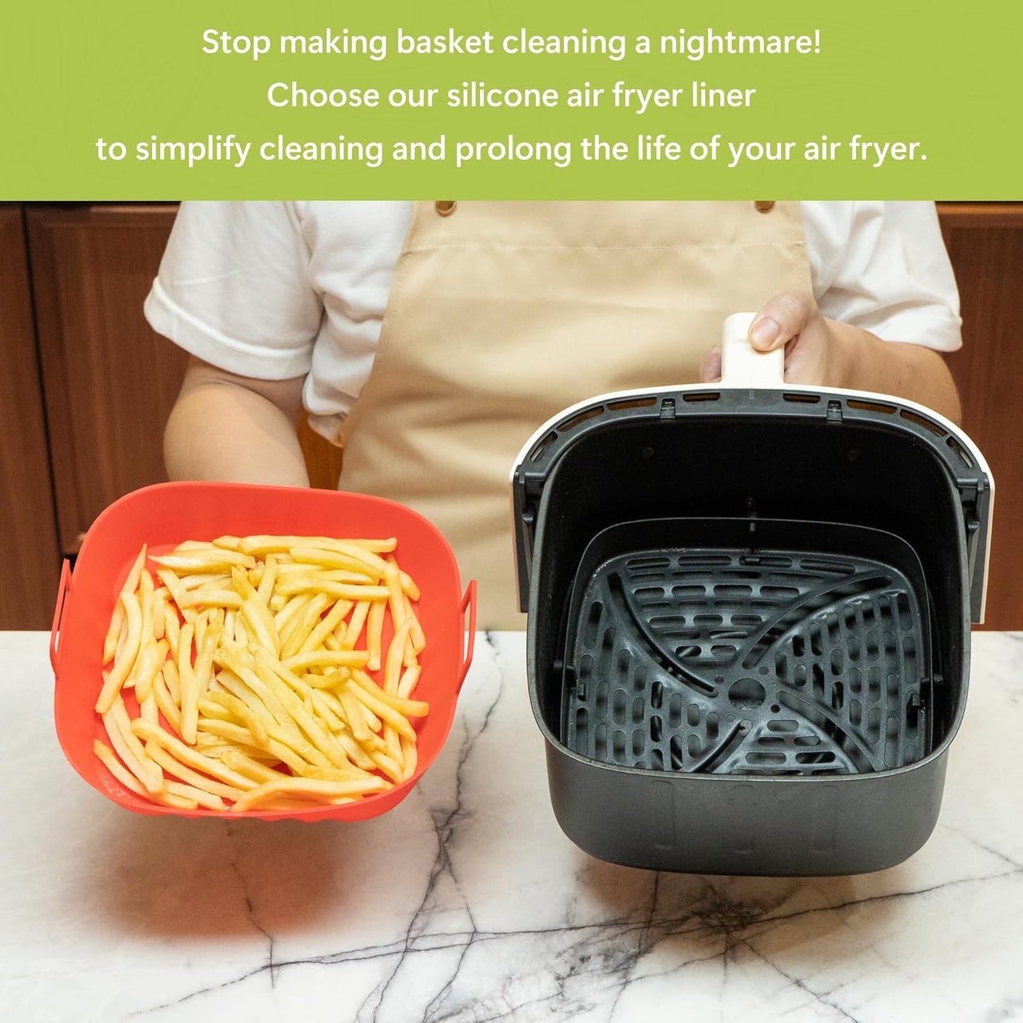 Li&Zhao Silicone Air Fryer Liners Reusable - 2 PCS Round Air Fryer Inserts Air Fryer Accessories 4 to 7 Qt Silicone Liners for Air Fryer Basket(Red & Gray)