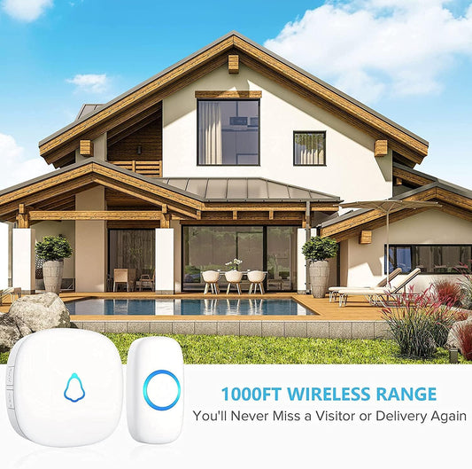 SECRUI Doorbell, 58 Chimes, Easy Installation, 1000ft Wireless Range, White