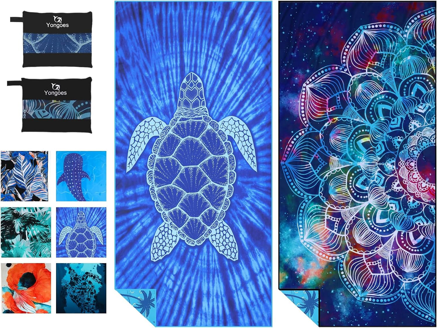 4 Pack Microfiber Lightweight Thin Beach Towel Sand Free Quick Dry Super Absorbent Compact Oversized Large Towels for Swimming Pool Yoga Gym Travel Vacation Beach Accessories Essentials for Adults