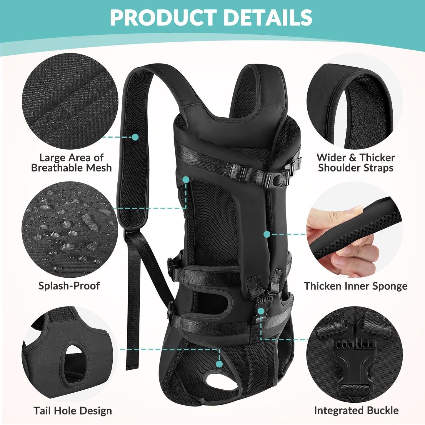SlowTon Dog Carrier Backpack for Small Medium Dogs, Legs Out & Easy-Fit Dog Cat Puppy Front Carriers Bag for Pet Up to 35lbs, Adjustable Breathable Pet Backpack for Traveling Camping Hiking