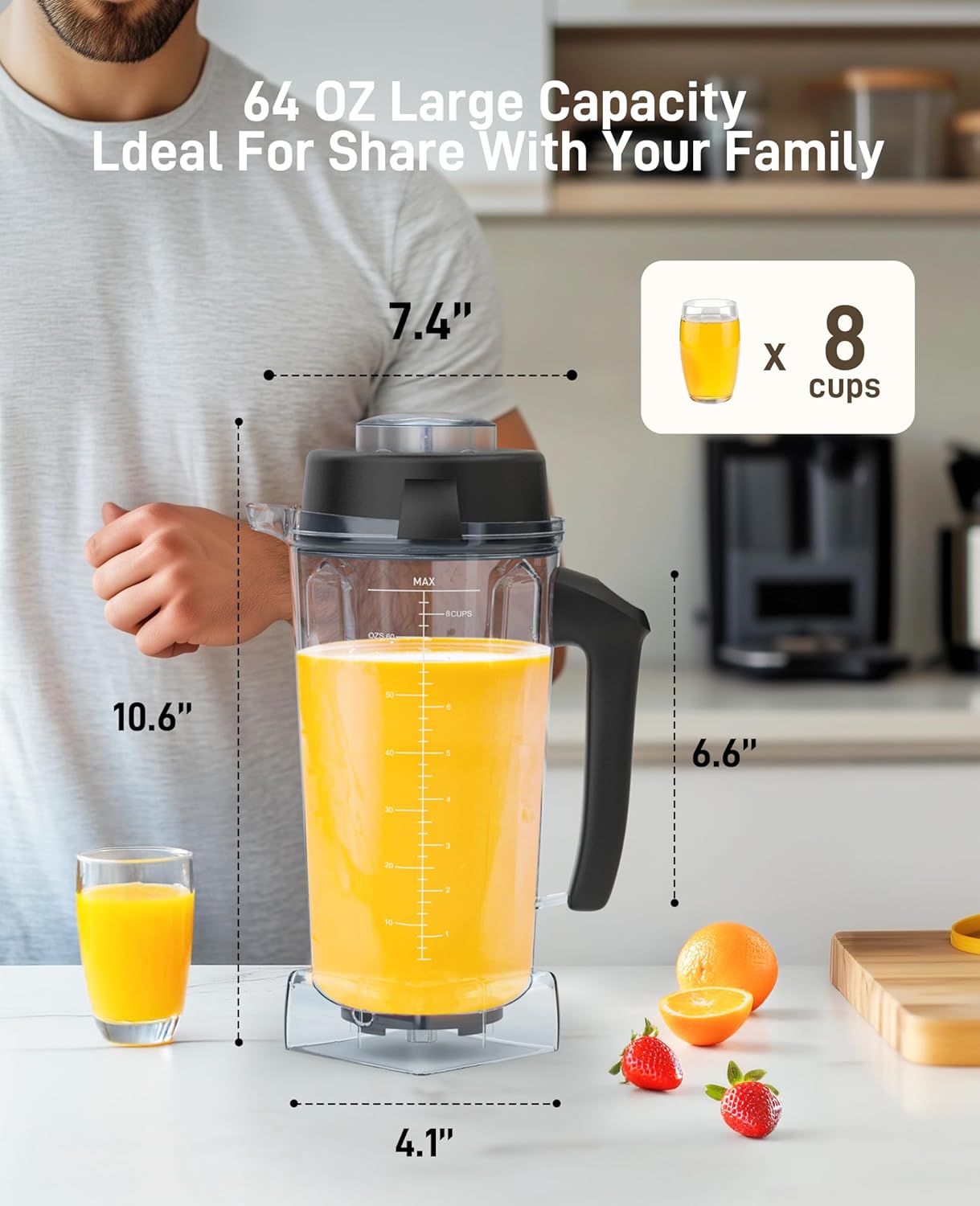 64oz Blenders Container for Vitamix replacement Pitcher Container Jar Cup Food Processor Accessories Kit, Fit to Vitamix 5300 7500, Classic C/Commercial/Explorian series